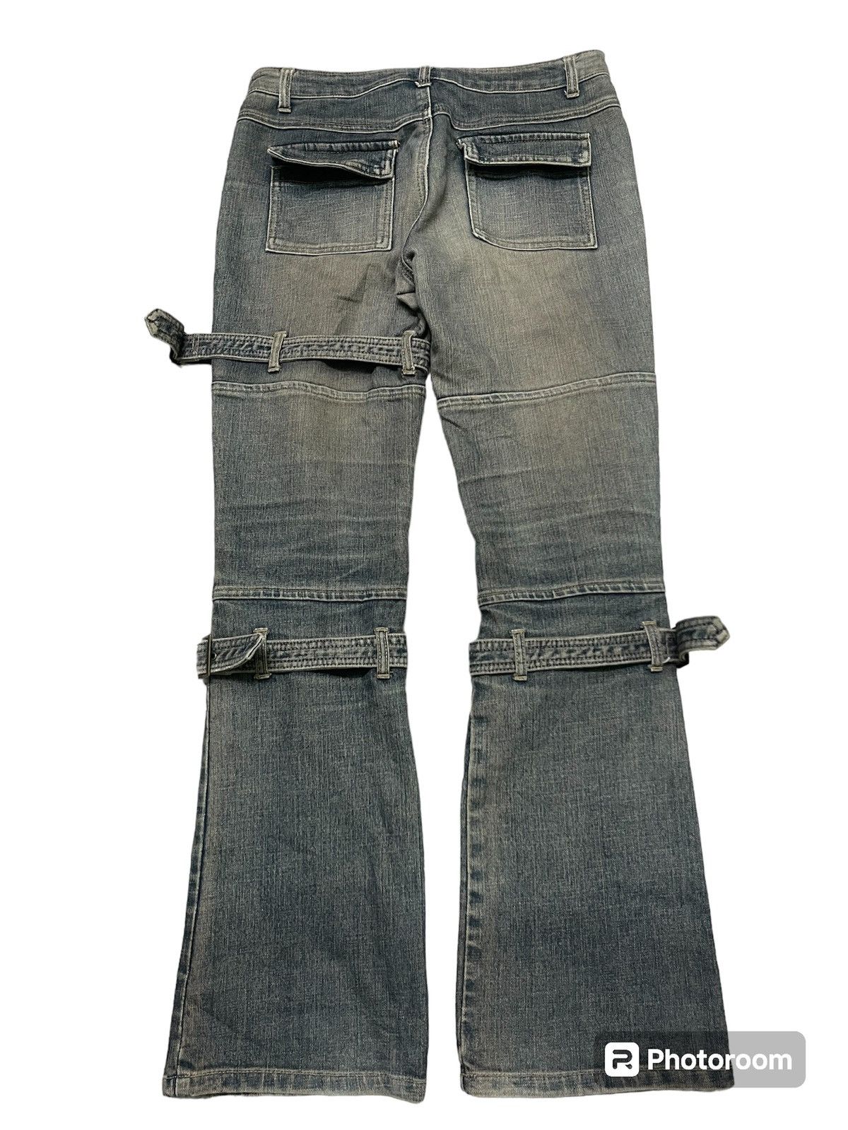 20471120 2000s PPFM INSPIRED FLARE BONDAGE JEANS RARE DESIGN Size US 31 - 2 Thumbnail