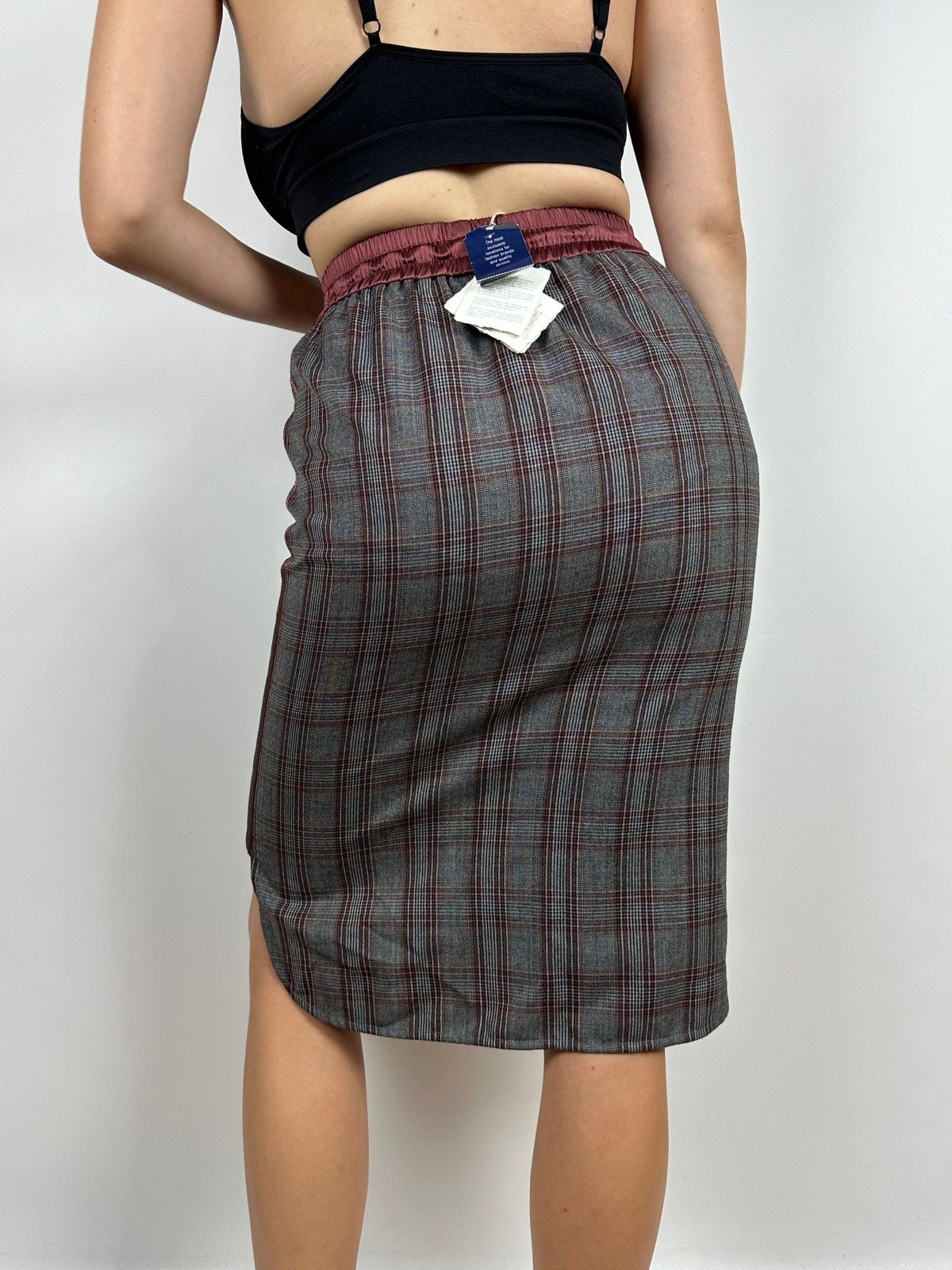Brunello Cucinelli NWT! Brunello Cucinelli Wool/Silk Checkered Midi Skirt Size 26" / US 2 / IT 38 - 2 Thumbnail