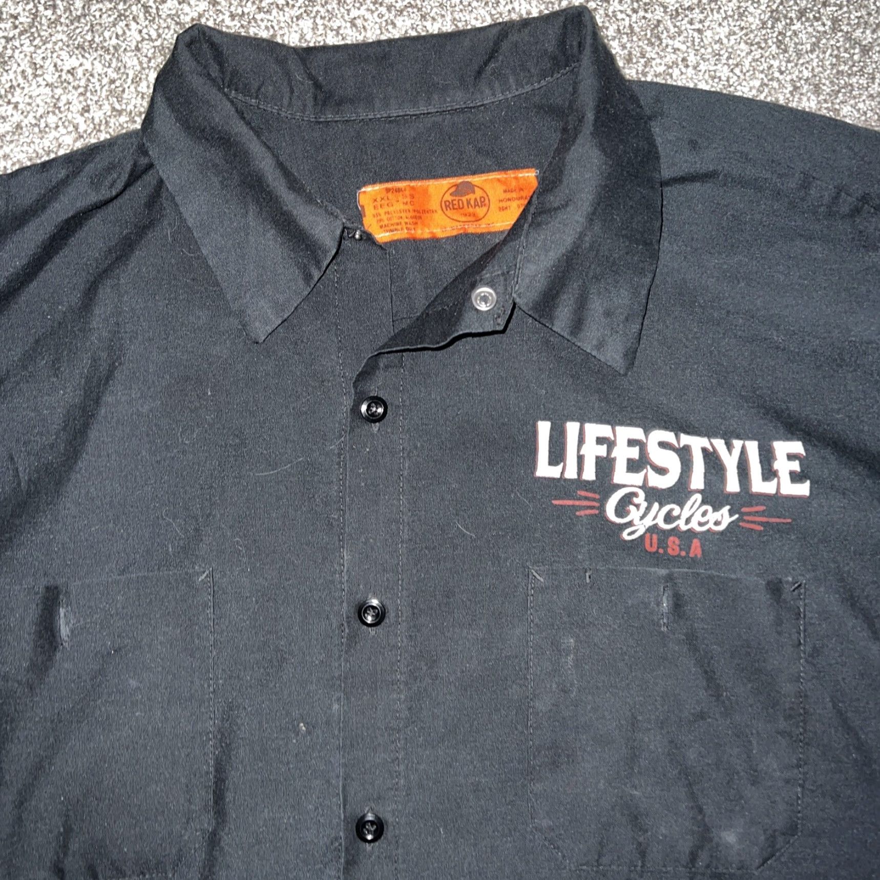 Red Kap VINTAGE Red Kap Men’s Short Sleeve Black Button-Up Shirt XL XXL Size US XL / EU 56 / 4 - 3 Thumbnail