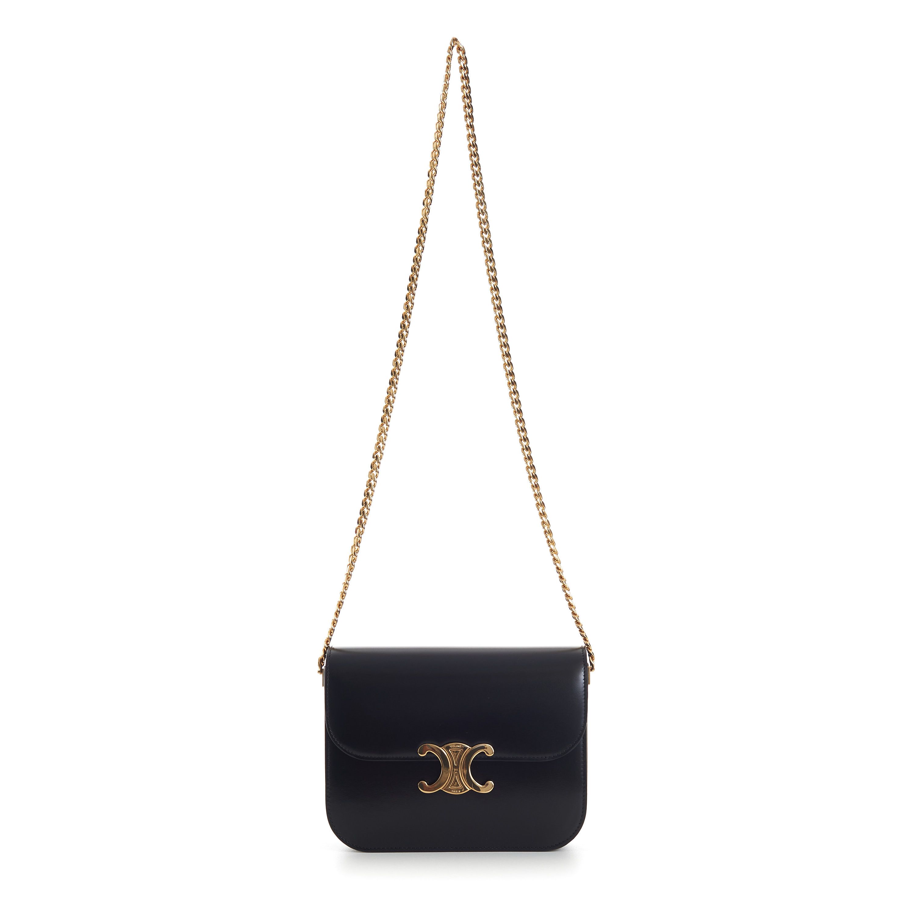 Celine Black College Triomphe Bag - Shiny Calfskin, Chain Strap Size ONE SIZE - 1 Thumbnail