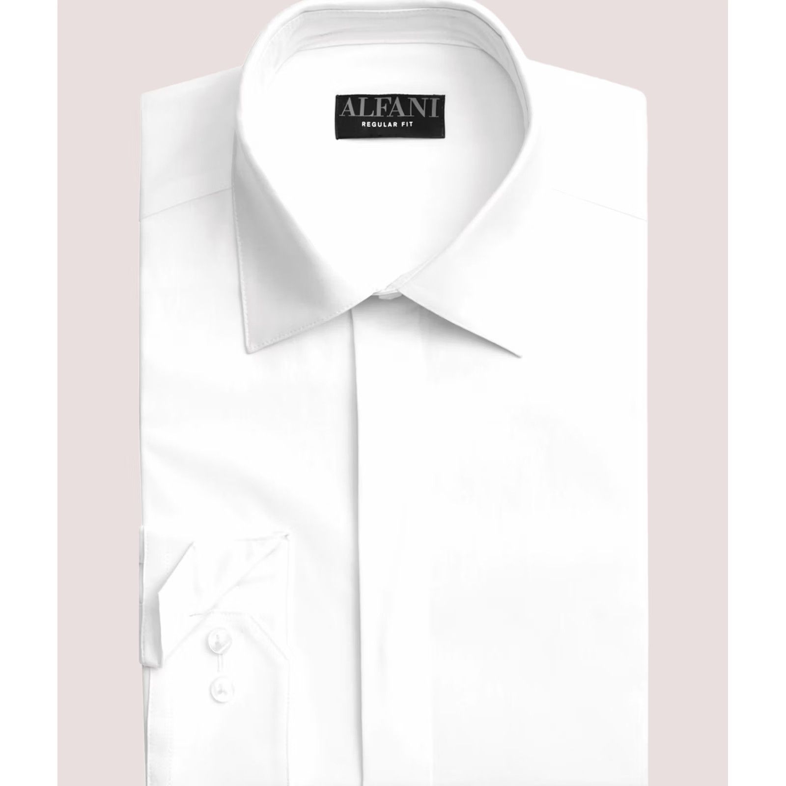Alfani Alfani Mens Dress Shirt white 15-15.5 Neck Convertible Cuff Button Down Size 40R - 1 Thumbnail