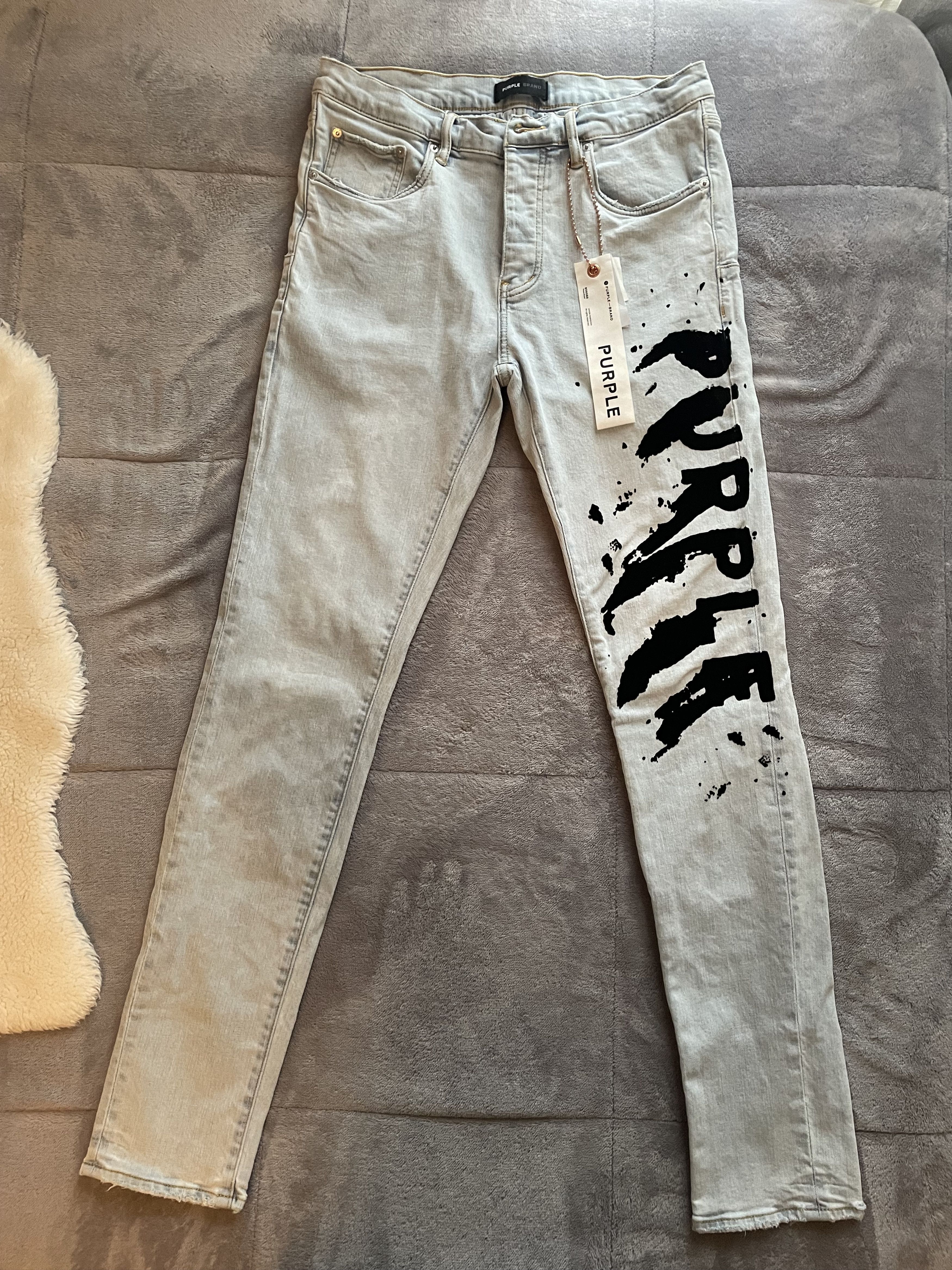 Purple Brand Purple Brand Denim P001-PTLI423-33 "Flock Painted Wordmark" Size US 33 - 1 Thumbnail