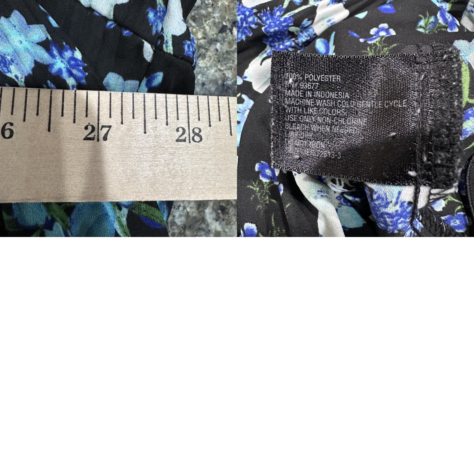 Worthington Worthington Blouse Women XL Black Blue Floral Pleated Smocked Peasant Top Boho Size XL / US 12-14 / IT 48-50 - 8 Thumbnail