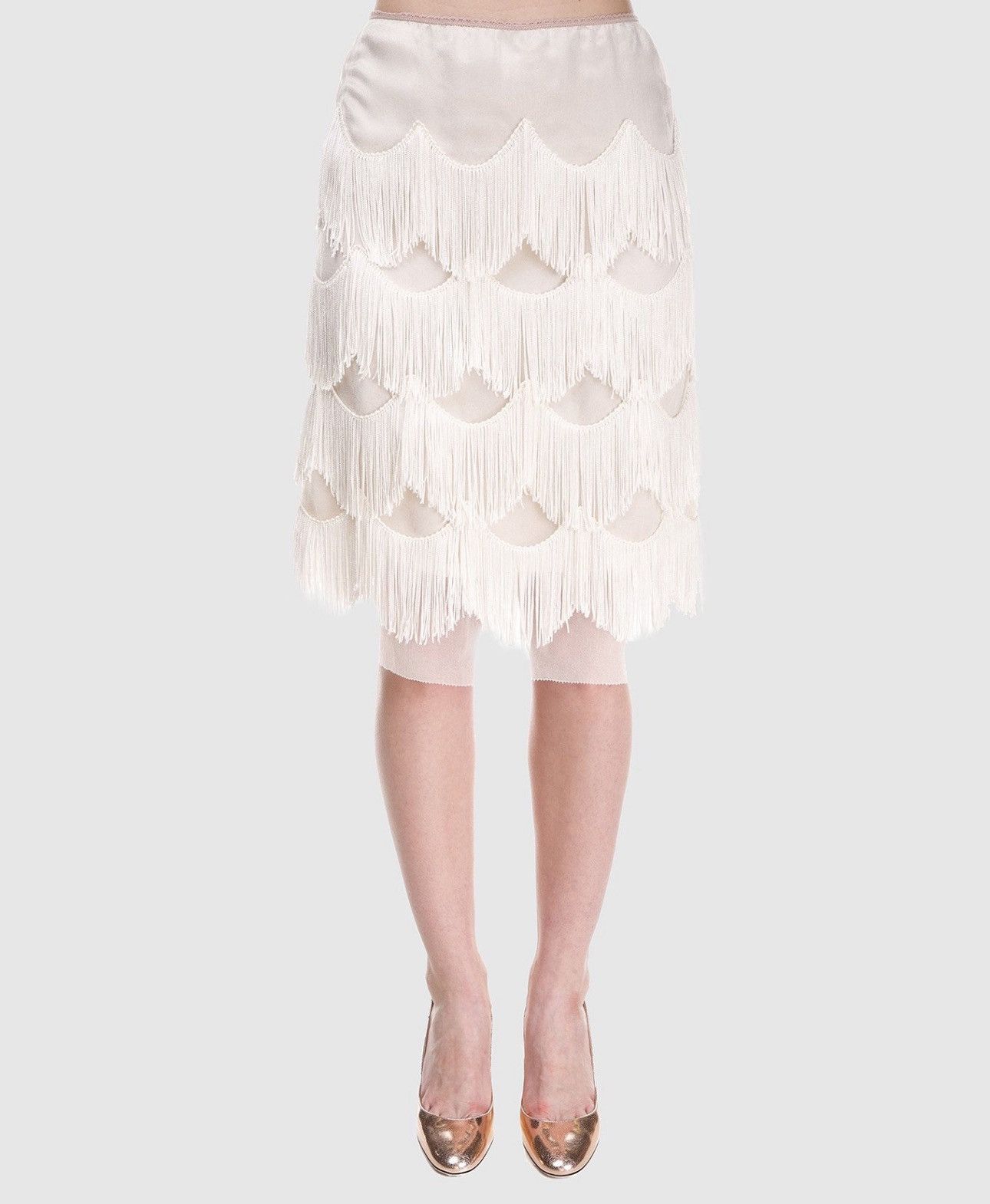 Marc Jacobs Last Marc Jacobs Beige Lace Fringe-Trim Skirt Size 25" / US 0 / IT 36 - 2 Thumbnail