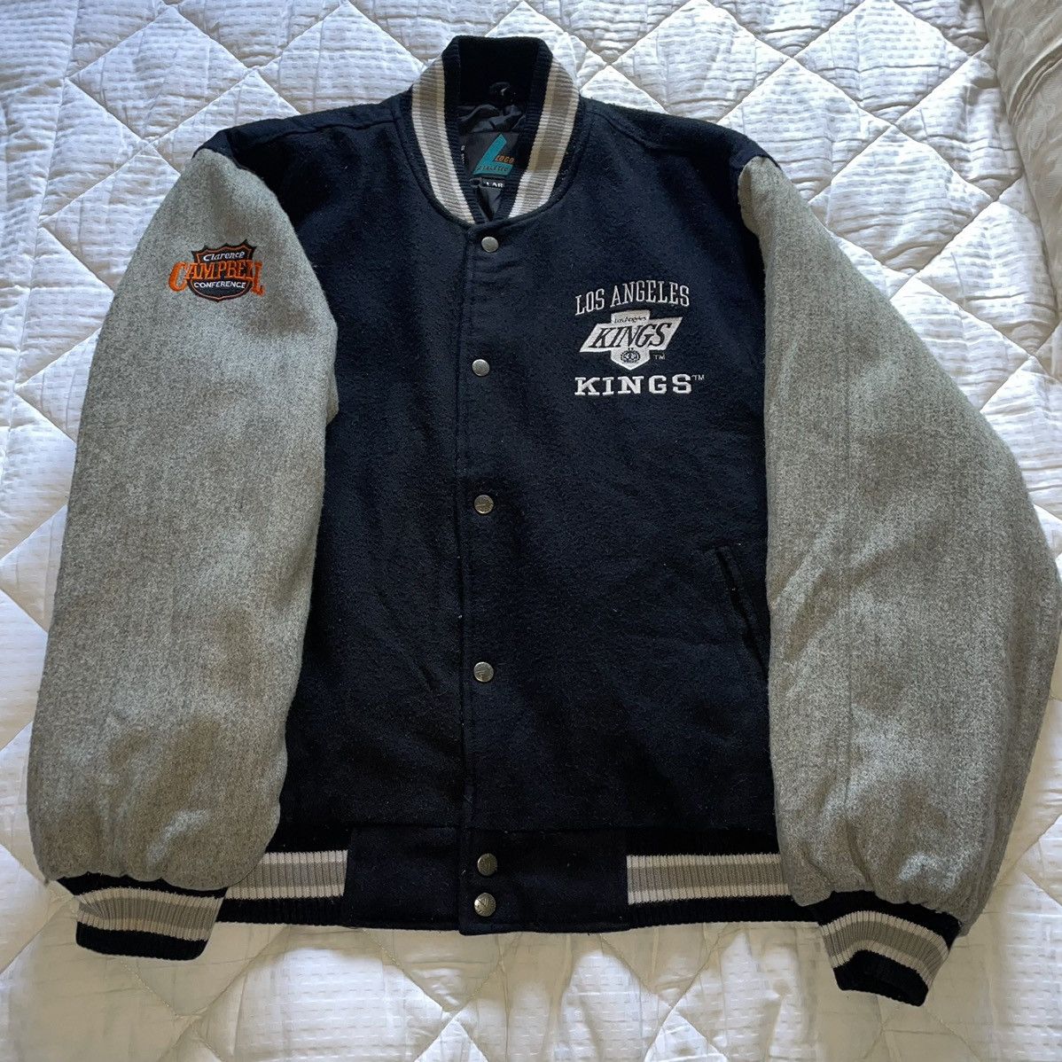 NHL LA KINGS Logo Athletic Wool Bomber Jacket Size US L / EU 52-54 / 3 - 3 Thumbnail
