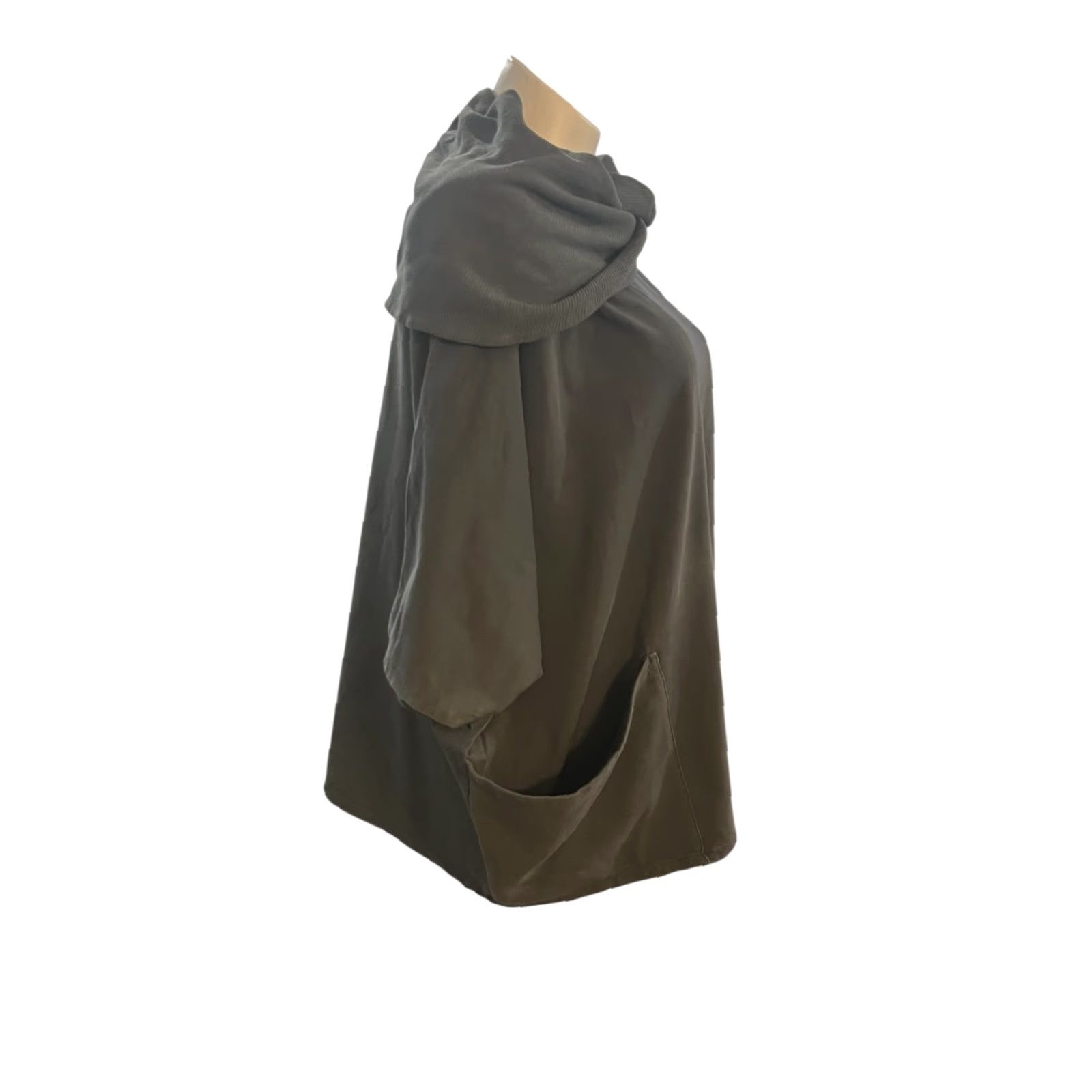 Vintage Tina Stephens Cotton Cowl Neck Wrap Jacket One Size Gray Lagenlook Size ONE SIZE - 5 Thumbnail