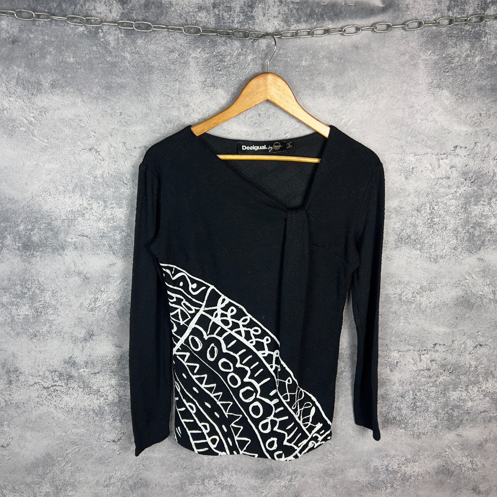 Desigual Desigual Blouse Women's Size M Black Viscos Long Sleeve` Size M / US 6-8 / IT 42-44 - 1 Thumbnail