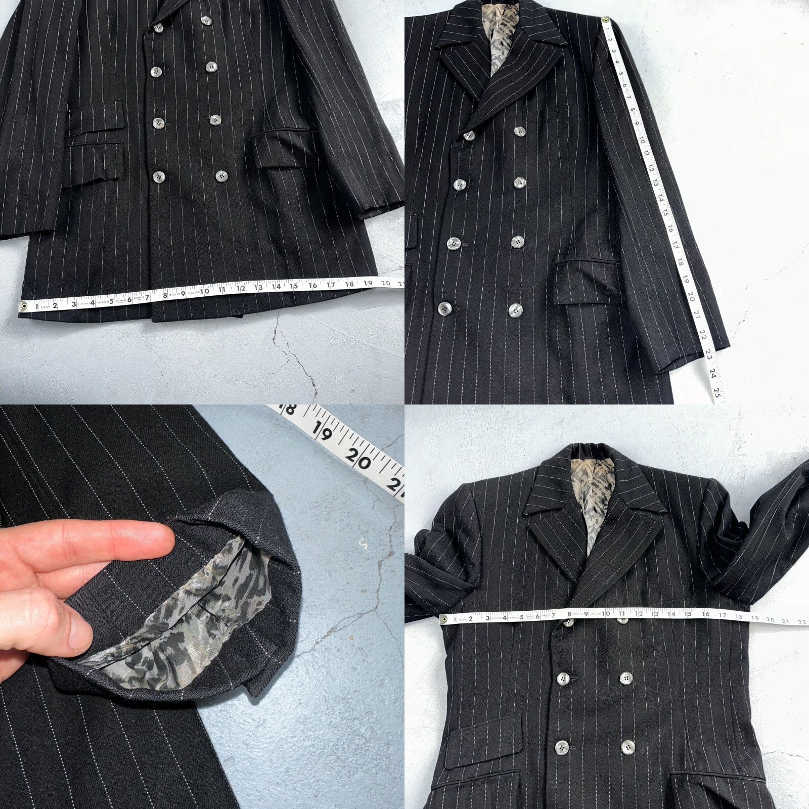 Vintage VTG Mens Rockabilly Suit 36 Double Breast 8 Button Jacket Wool Black 1950s Size 36R - 8 Thumbnail