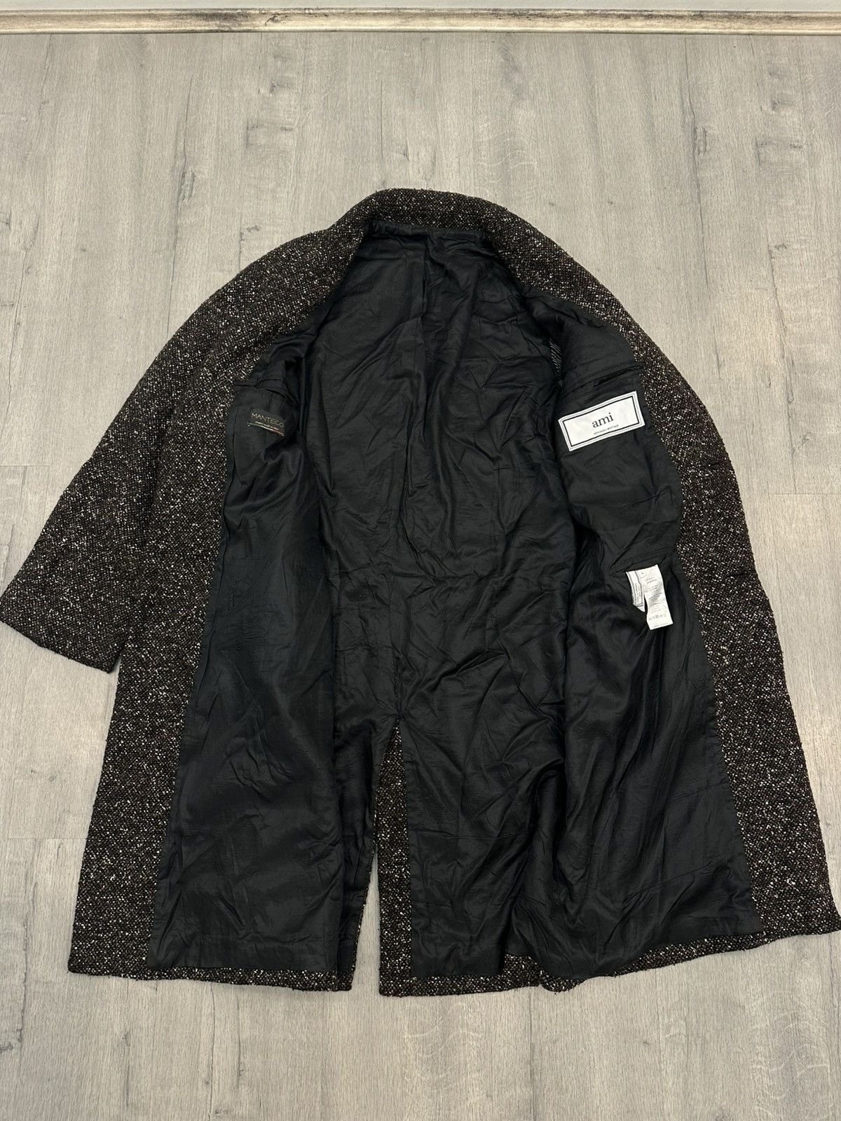 AMI AMI Paris Brown Tweed Wool Blend Coat – Size L Size 48L - 5 Thumbnail