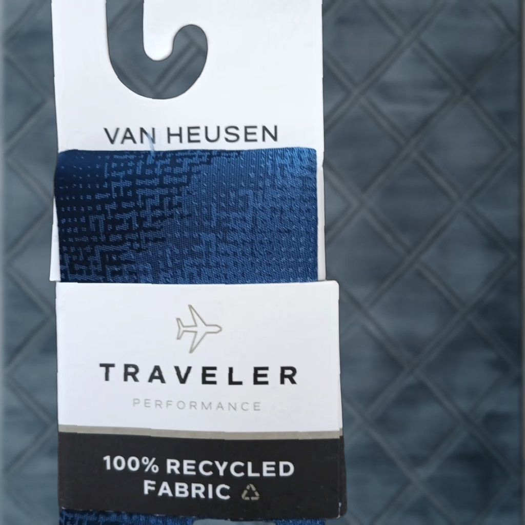 Van Heusen Van Heusen Tie Necktie Blue Geometric One Size Polyester Men Travel Vintage No (57"-60") Size ONE SIZE - 1 Thumbnail