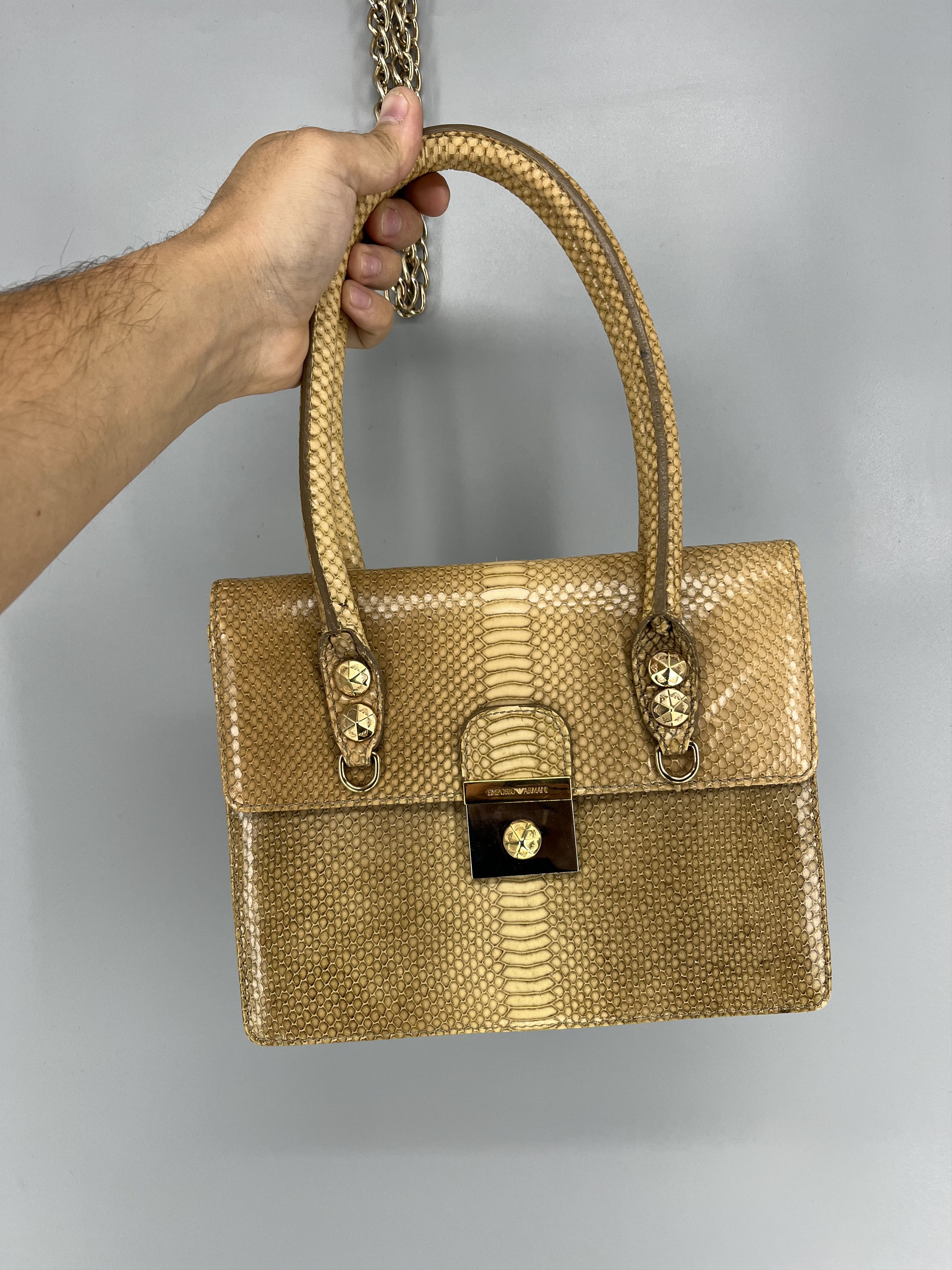 Emporio Armani Emporio Armani Vintage Python Leather Top Handle Bag Size ONE SIZE - 1 Thumbnail