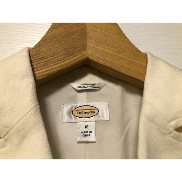 Talbots talbots women's beige 67%linen 30%viscose jacket size: 12 Size XL / US 12-14 / IT 48-50 - 3 Thumbnail