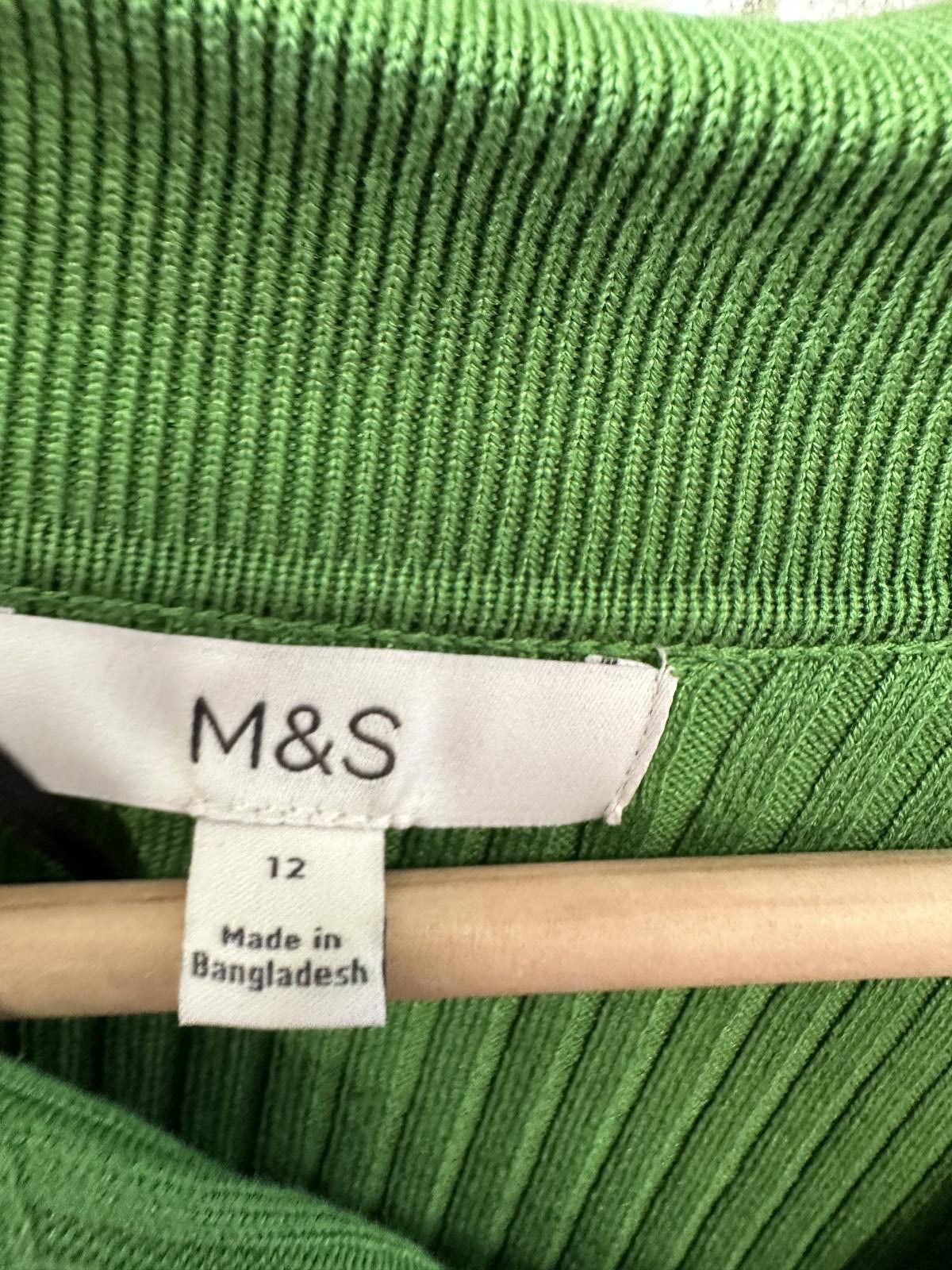 M.E. Sport Green Ribbed Long Sleeve Polo Sweater Size M / US 6-8 / IT 42-44 - 3 Thumbnail