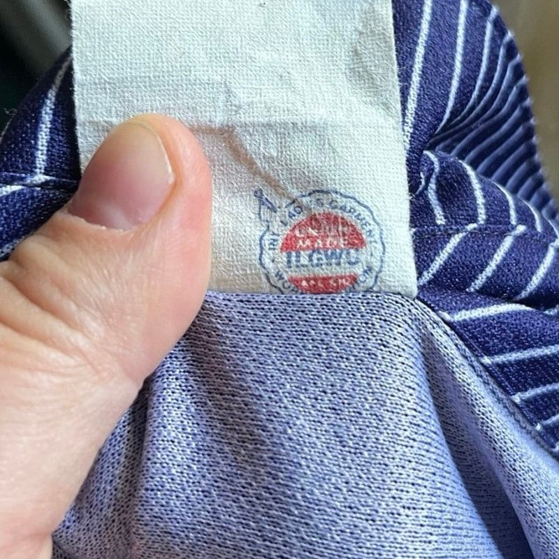 Vintage Vintage 70’s ILGWU Blue Striped Secretary Dress Med Large Size M / US 6-8 / IT 42-44 - 3 Thumbnail