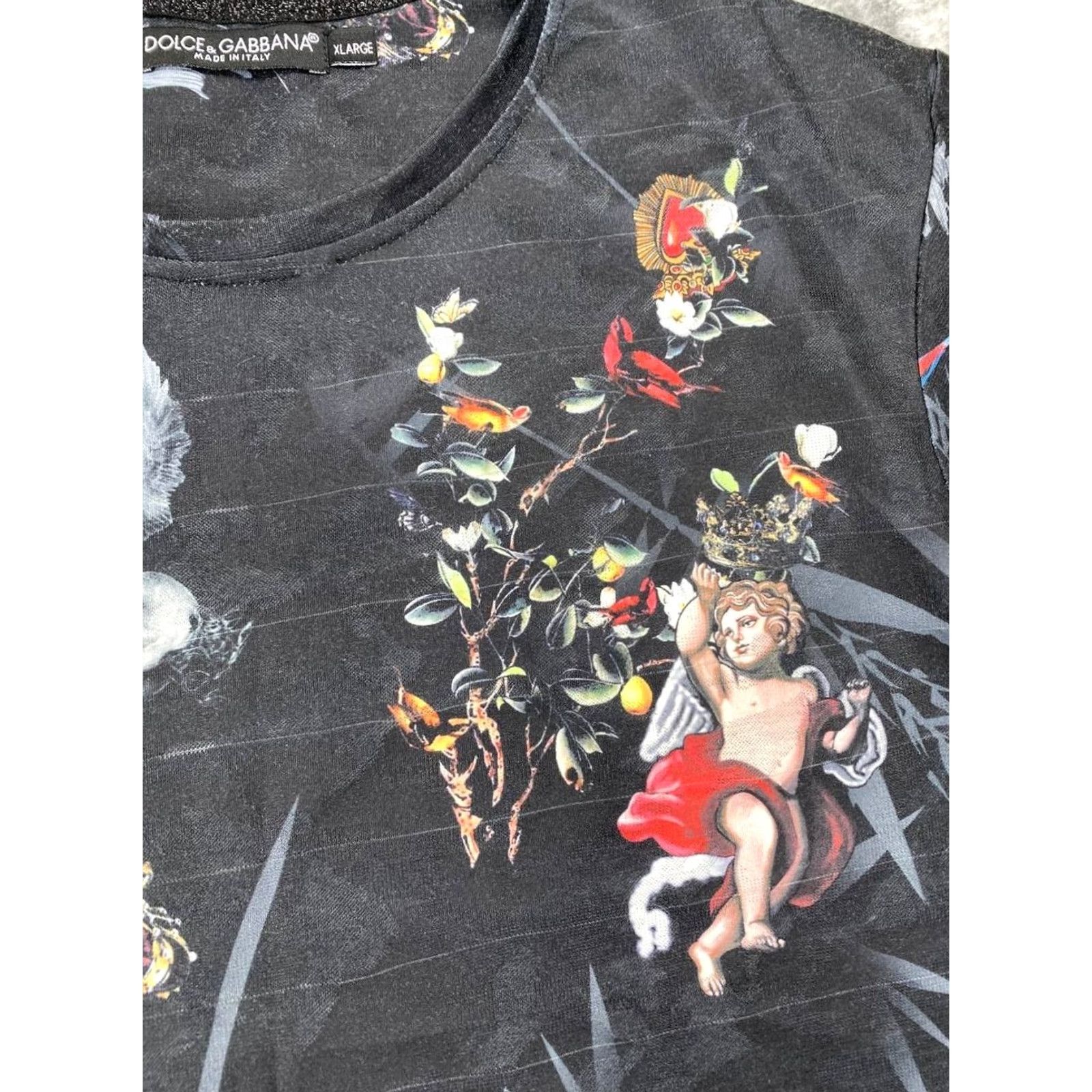 Dolce & Gabbana Dolce&Gabbana T-Shirt Black Logo Men XL Crew Neck Short Sleeve Size US XL / EU 56 / 4 - 4 Thumbnail