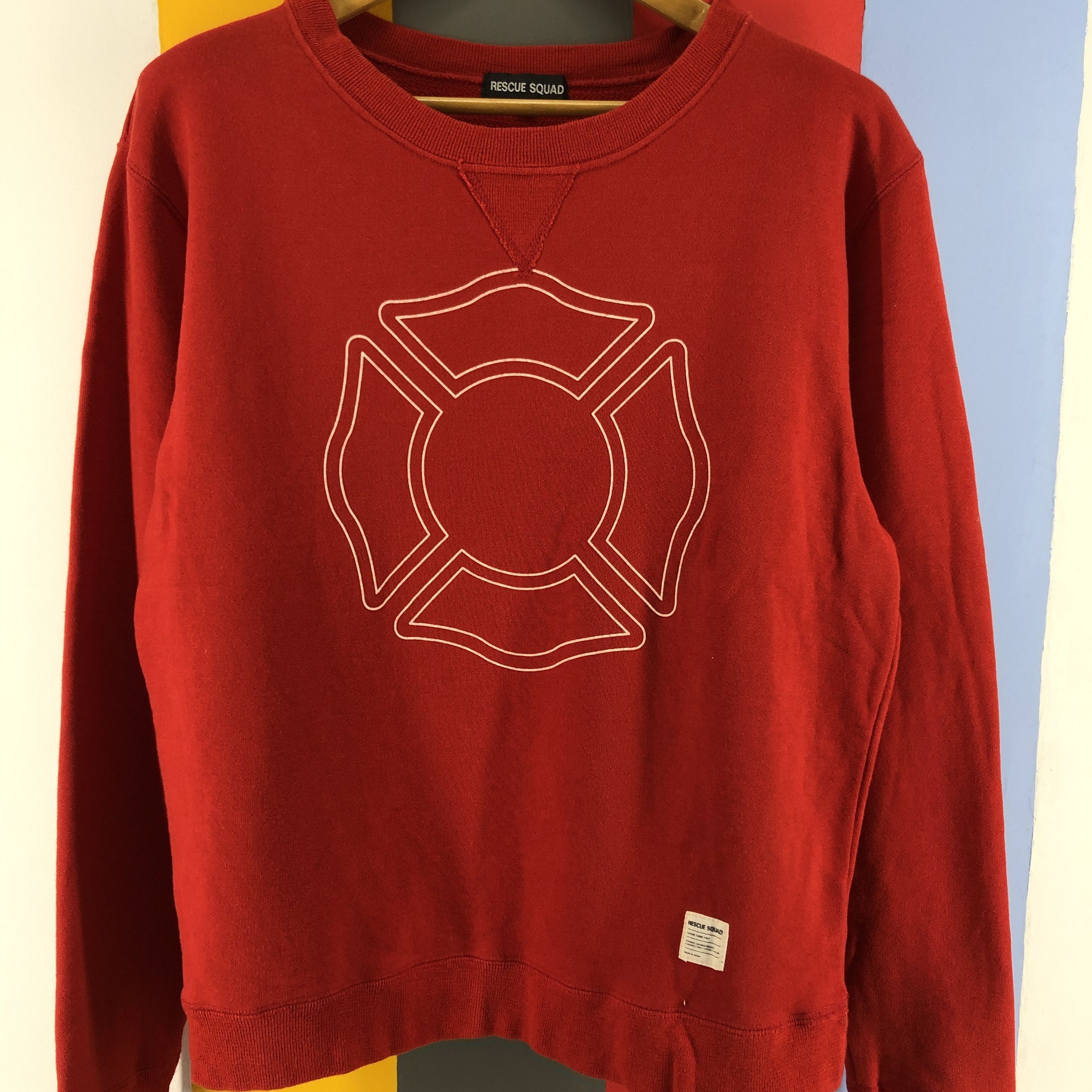 Japanese Brand RESCUE SQUAD by TASUKI YARN Crew Neck Sweatshirt #0781/R Size US M / EU 48-50 / 2 - 2 Thumbnail