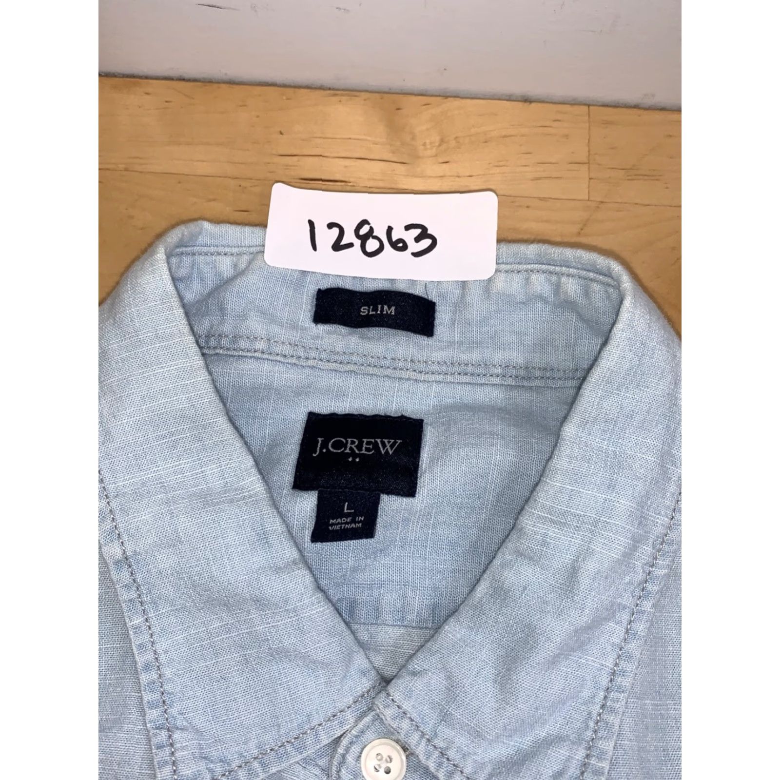 J.Crew J. Crew Linen Blend Button-Up Shirt Men L Blue Slim Short Sleeve Casual Shirt Size US L / EU 52-54 / 3 - 2 Thumbnail