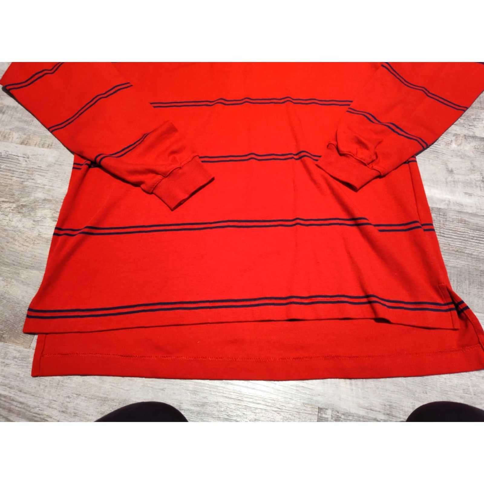 Eddie Bauer VINTAGE Eddie Bauer Long Sleeve Rugby Polo Shirt Striped M Tall Red 90s Mens Size US M / EU 48-50 / 2 - 6 Thumbnail