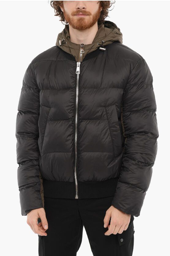 image of Neil Barrett Penfield Padded Bomber Jacket With Removable Chest Piece in Nero/Verde Militare (Size 