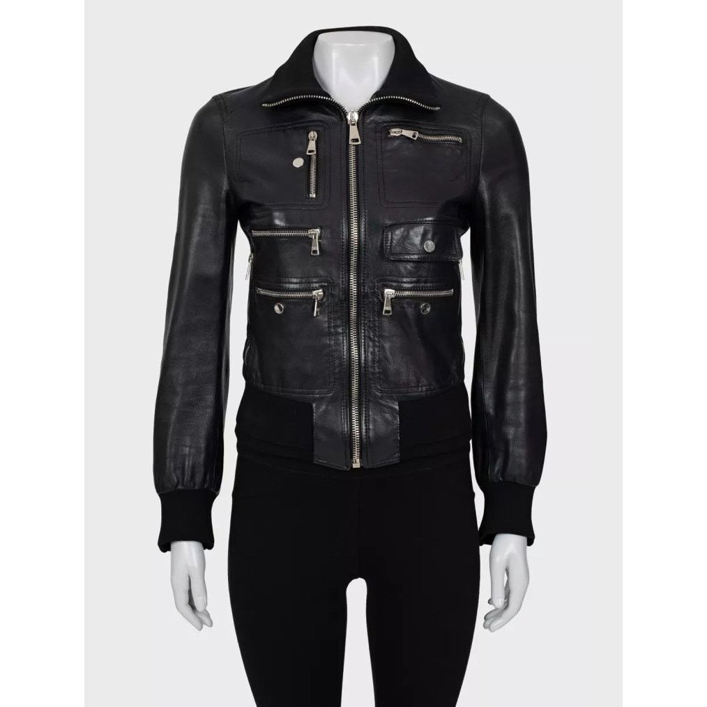 Dolce & Gabbana Black Leather Jacket - IT38 / XS