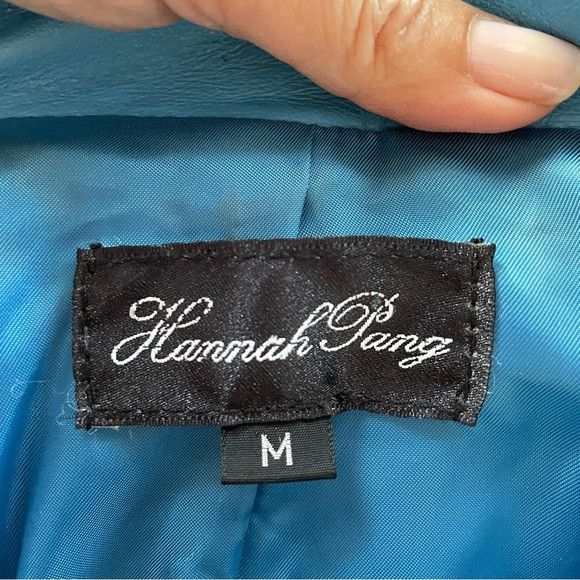 Vintage 80s Hannah Pang Blue Patchwork Leather Jacket - M/L Size M / US 6-8 / IT 42-44 - 7 Thumbnail