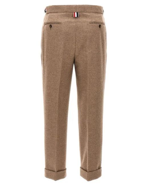 Thom Browne o1s22i1n0924 Cropped Wool-Flannel Pants in Beige Size 27" / US 4 / IT 40 - 2 Thumbnail