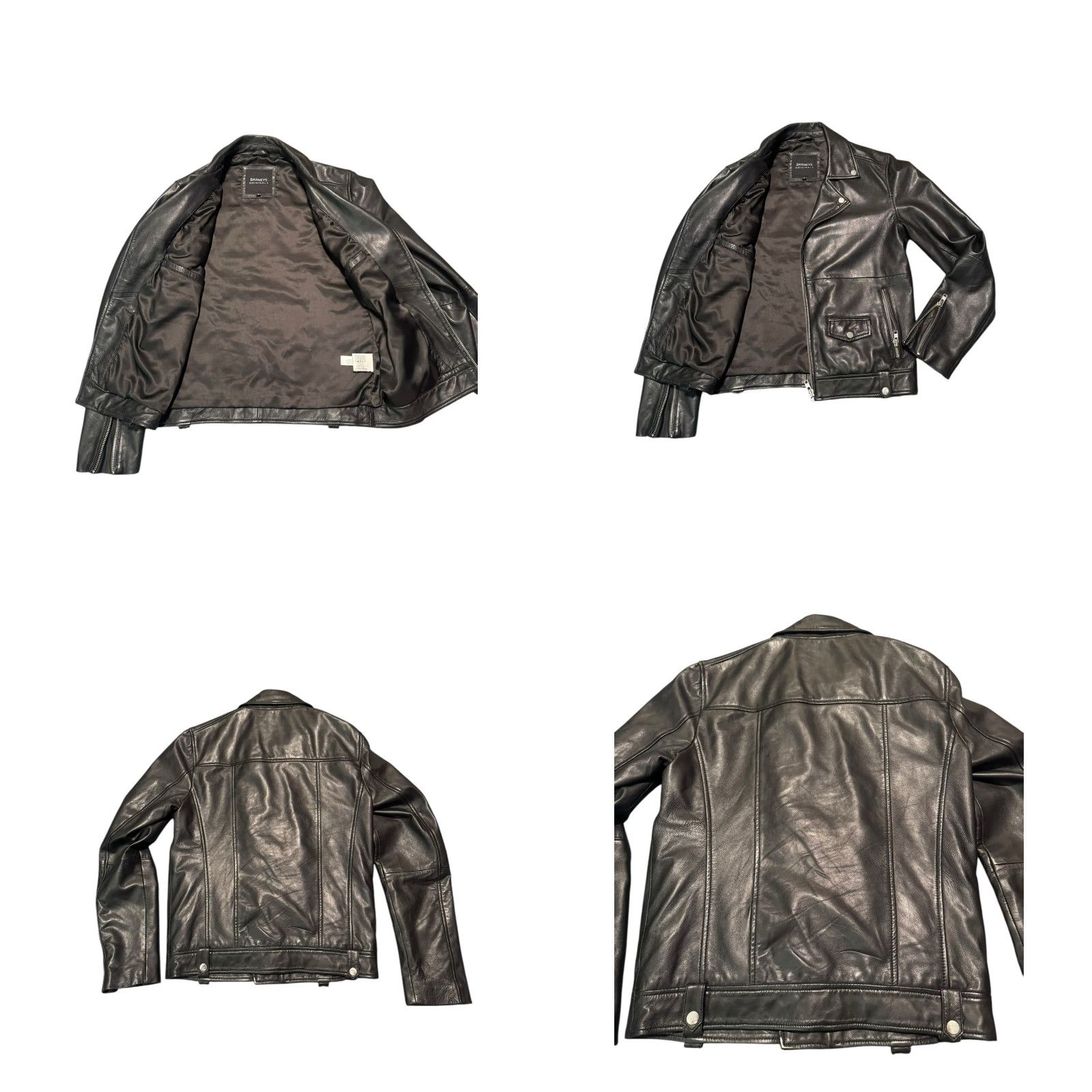 Skin BARNEYS Originals Leather Jacket Moto Biker Black Size SML Mens Regular Short Zip Pockets Full Zip Leather Barneys Originals Jacket Size US S / EU 44-46 / 1 - 8 Thumbnail