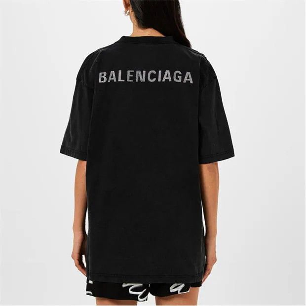 Balenciaga o1g2r1mq0924 Logo T Shirts in Black Size S / US 4 / IT 40 - 5 Thumbnail