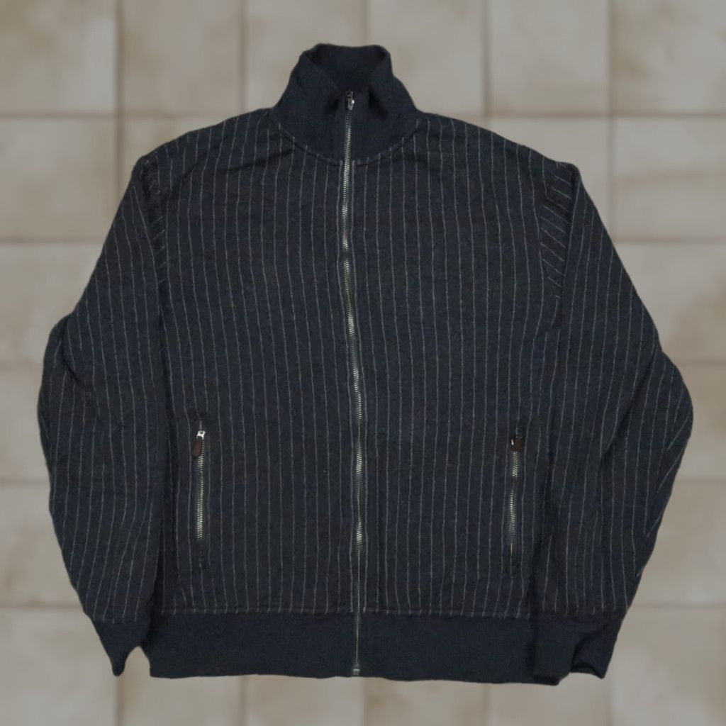 Polo Ralph Lauren Jacket Men M Blue Pinstripe Full Zip Pockets Bomber Coat