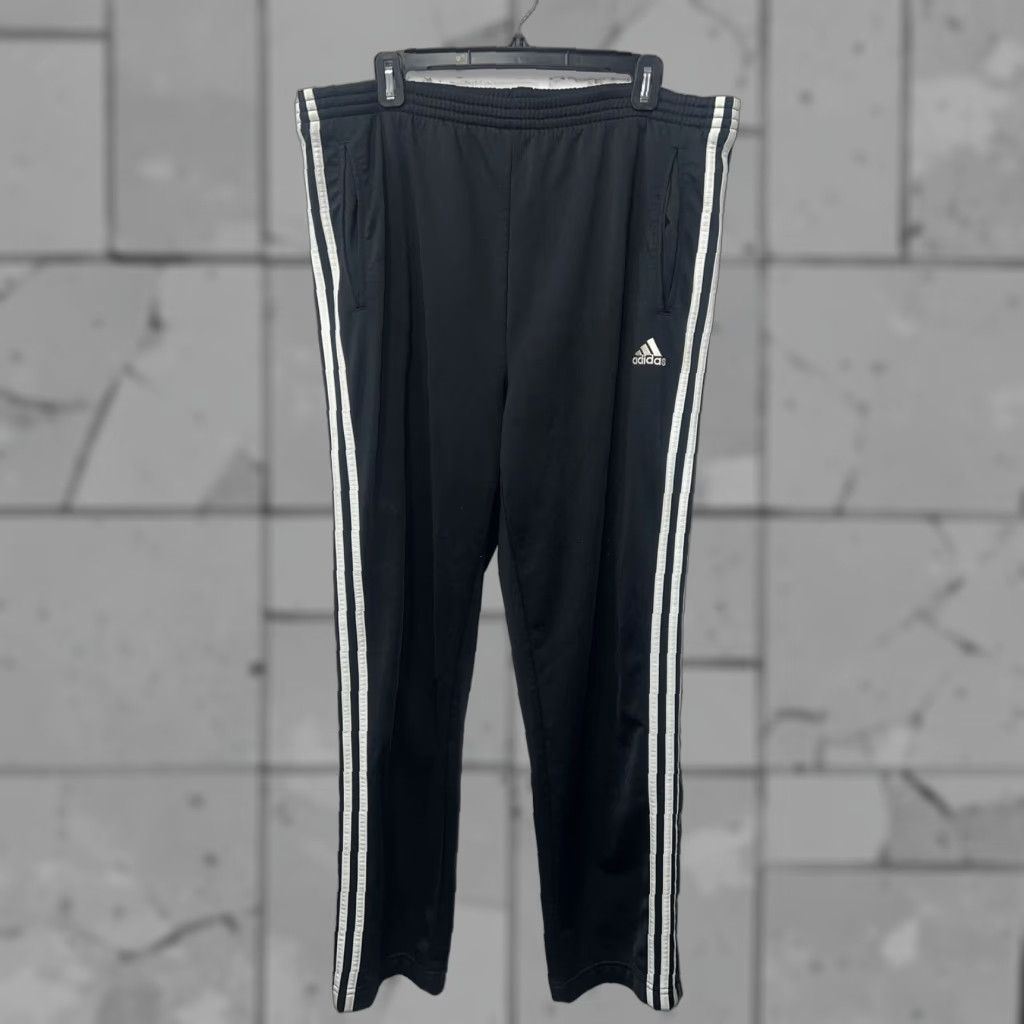 Adidas ADIDAS Basketball Warm-Up Pants Mens Size M Black Side Snap Size US 31 - 1 Thumbnail
