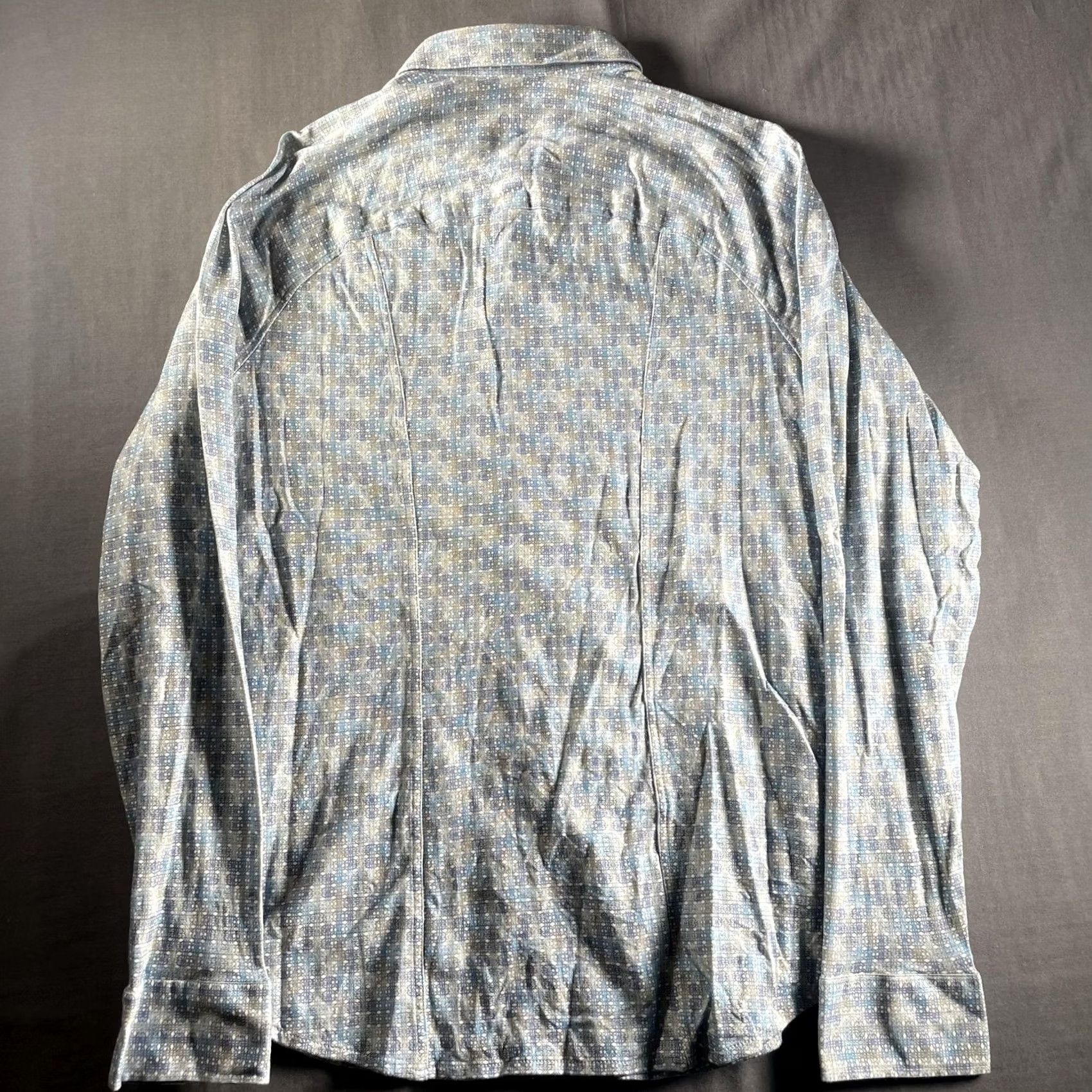 Vintage Desoto Shirt Mens M Blue Gray Patterned Button-Down Long Sleeve Cotton Size US M / EU 48-50 / 2 - 6 Thumbnail