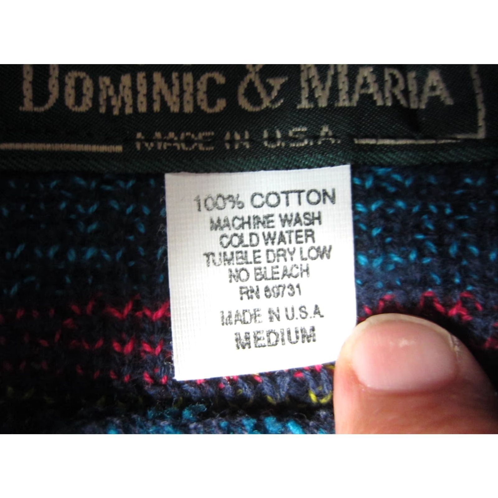 Vintage Dominic & Maria Sweater Womens M Blue Fair Isle Turtleneck Pullover Vintage 90s Casual Knit Cotton USA Womens Size M / US 6-8 / IT 42-44 - 5 Thumbnail