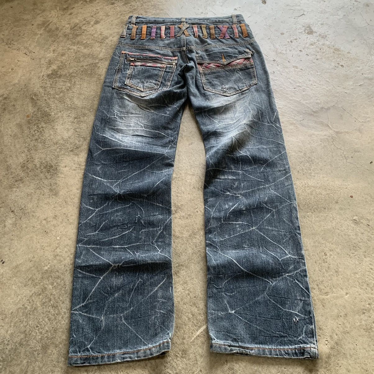 14th Addiction × If Six Was Nine × Tornado Mart Nylaus Double Waist Bondage Design Jeans Size US 29 - 2 Thumbnail