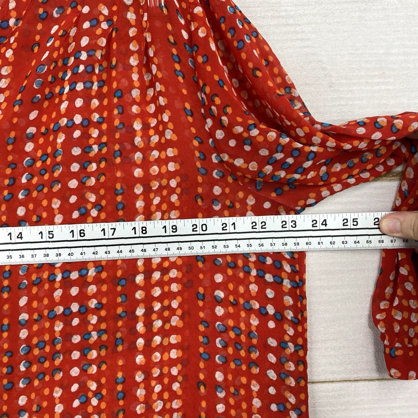 Old Navy Old Navy Top Womens XL Red Dotted Sheer Button Up V Neck Chiffon Beach Cruise Size XL / US 12-14 / IT 48-50 - 6 Thumbnail