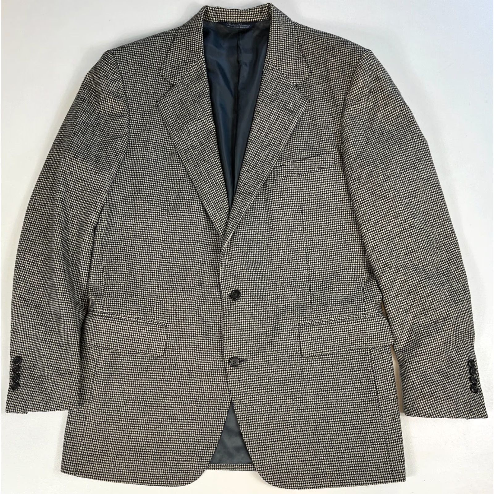 Polo Ralph Lauren Polo Ralph Lauren Blazer Shirt Men Wool Houndstooth Made in USA 43L Vintage 2-Button Long Jacket Black White Size US XL / EU 56 / 4 - 2 Thumbnail