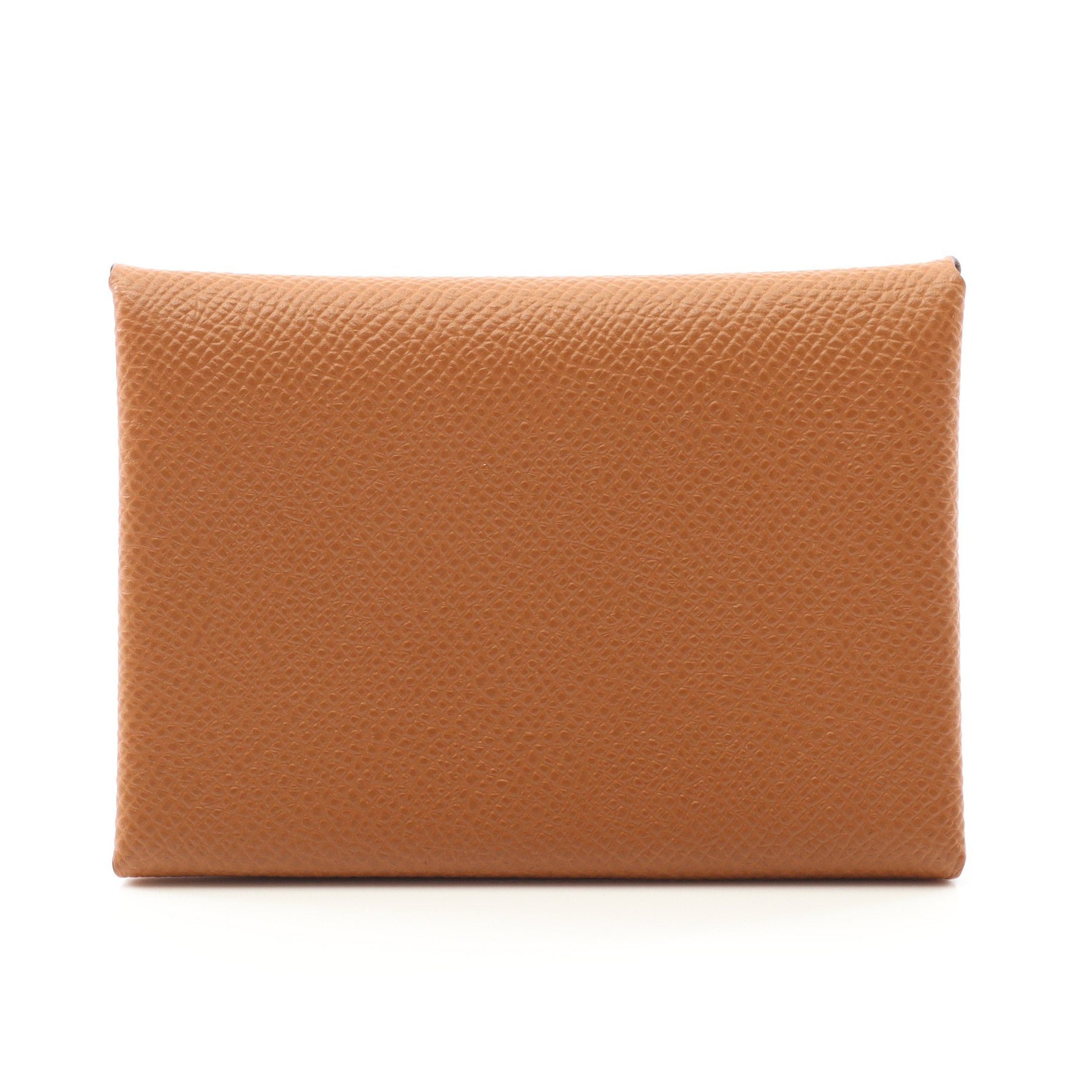 Hermes Hermes Calviduo Gold Coin Purse Veau Epsom Light Brown Silver Hardware Double Engraved Size ONE SIZE - 1 Thumbnail