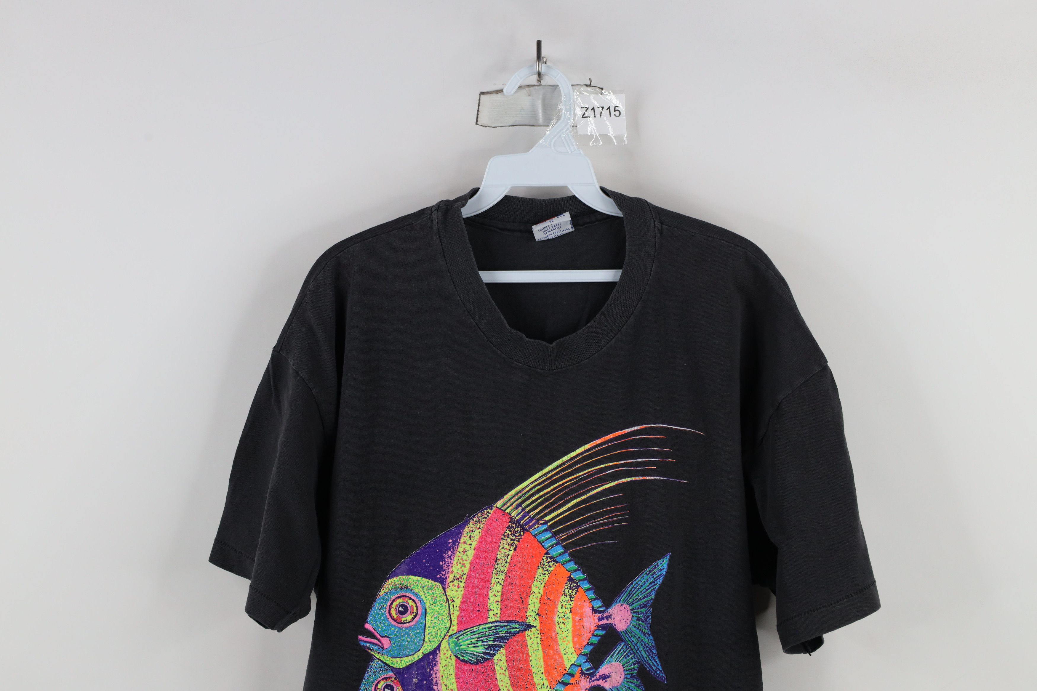 Vintage Vintage 90s Streetwear Fish Short Sleeve T-Shirt Black USA Size US XL / EU 56 / 4 - 2 Thumbnail
