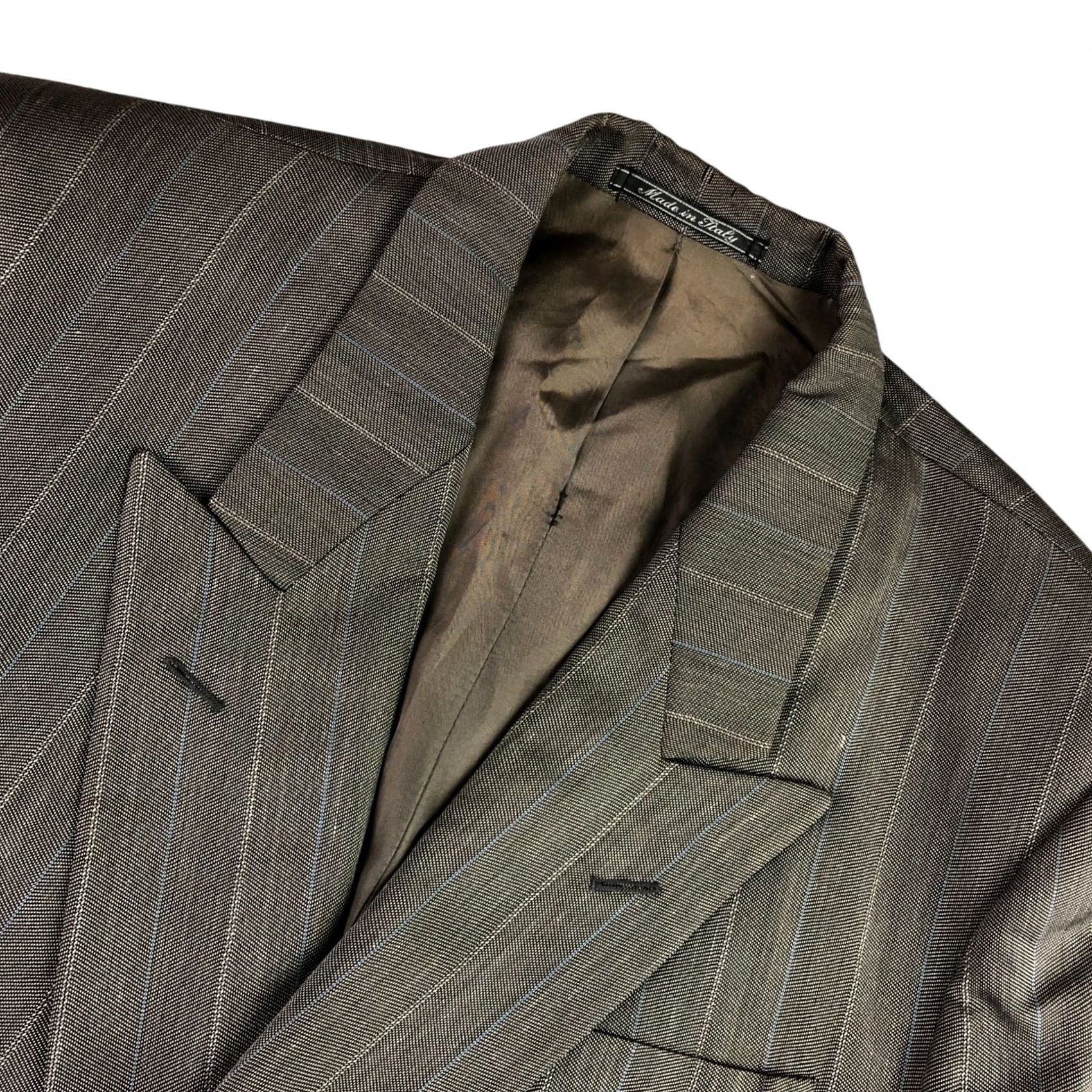 Lubiam VTG Lubiam Men's Double-Breasted Blazer/Jacket Herringbone Stripe Italy 40R Gray Silk Wool Blazer Coat Mens Modern Vintage Design Published: 40R Size 40R - 2 Thumbnail