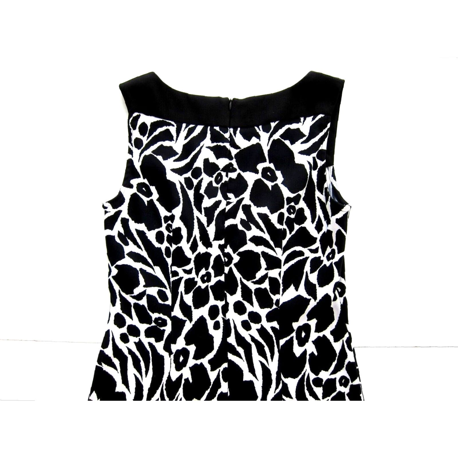 Vintage Connected Black White Floral Stretch Sleeveless Sheath Tunic Tank Dress 6 Size M / US 6-8 / IT 42-44 - 6 Thumbnail