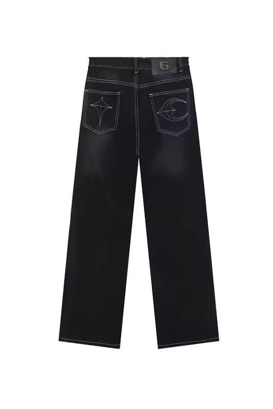 Vintage Embroidery String Stacked Black Jeans Size US 34 / EU 50 - 5 Thumbnail