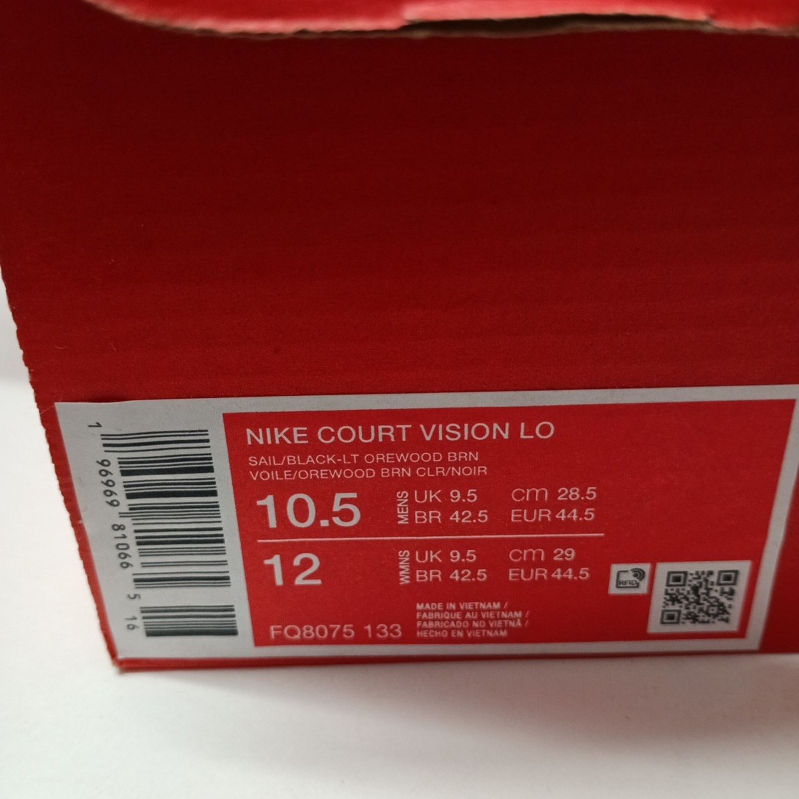 Nike Nike Court Vision Low White Sail Black Gum Men's Size 10.5 Size US 10.5 / EU 43-44 - 7 Thumbnail