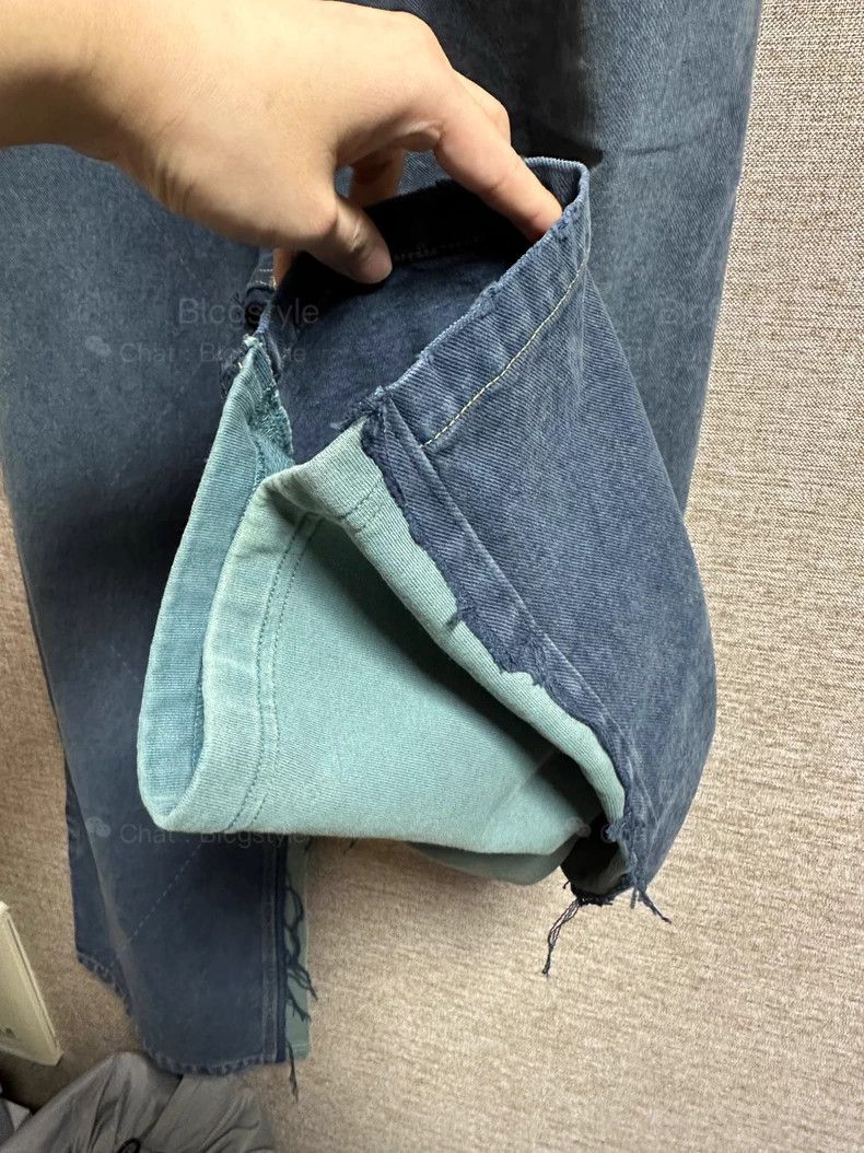 Balenciaga Balenciaga size XS Patchwork Material Wide Leg Denim Pants Size US 27 - 4 Thumbnail