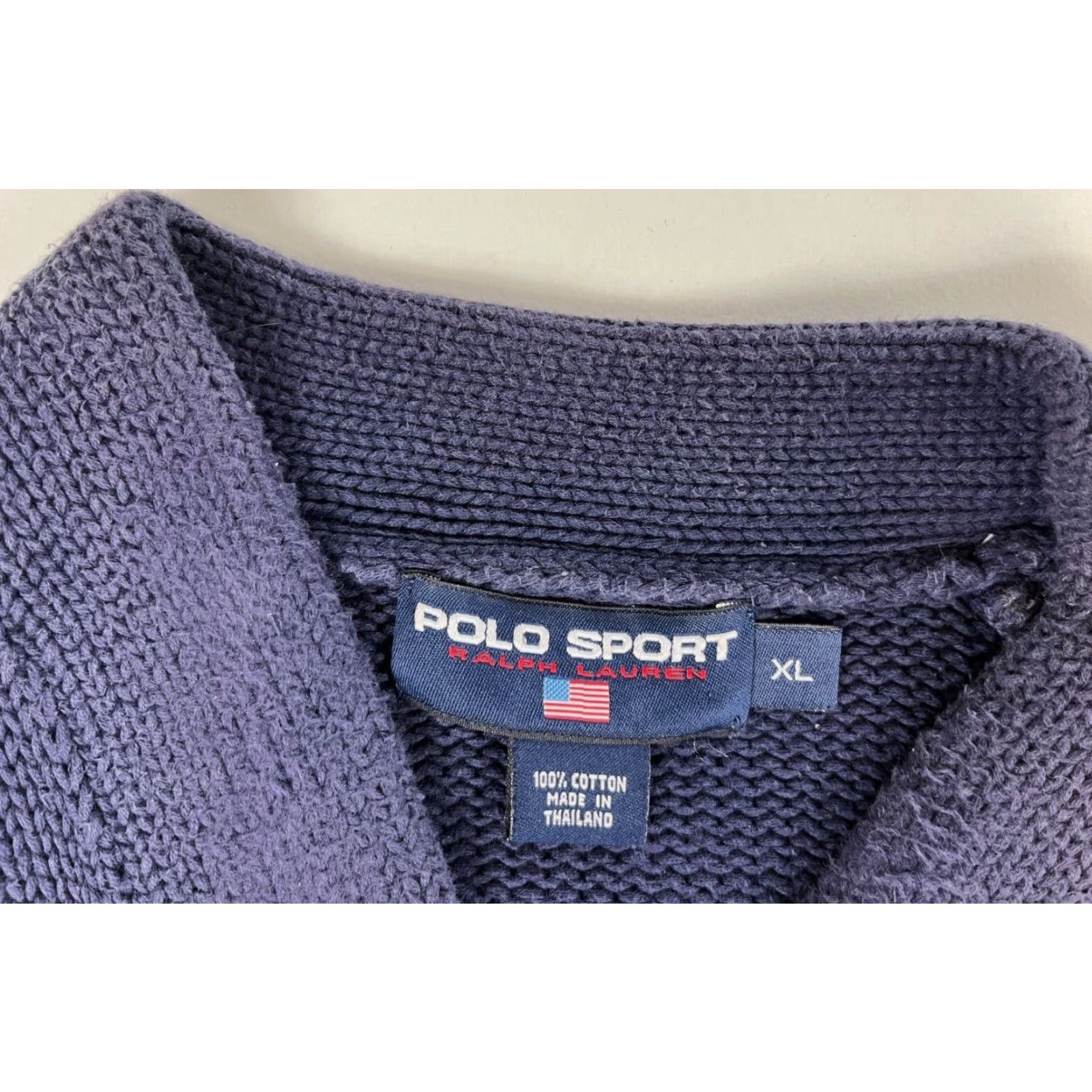 Polo Ralph Lauren Polo Sport Ralph Lauren Men's V-Neck Knit Polo Sport Ralph Lauren Sweater XL Navy Stripe 90s Vintage Pullover Sweatshirt Womens Mens? Size US XL / EU 56 / 4 - 4 Thumbnail