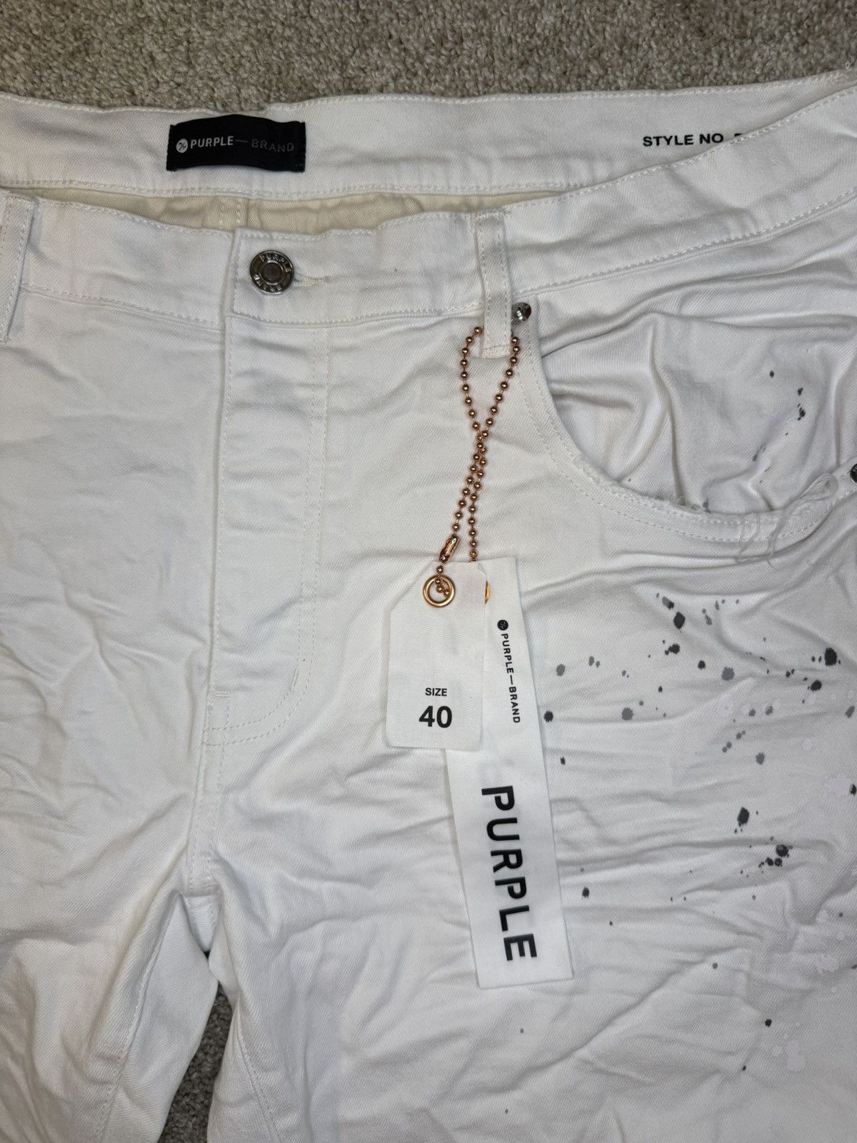 Purple Brand Purple Brand Optic White Paint Blowout Jeans Size US 40 / EU 56 - 3 Thumbnail