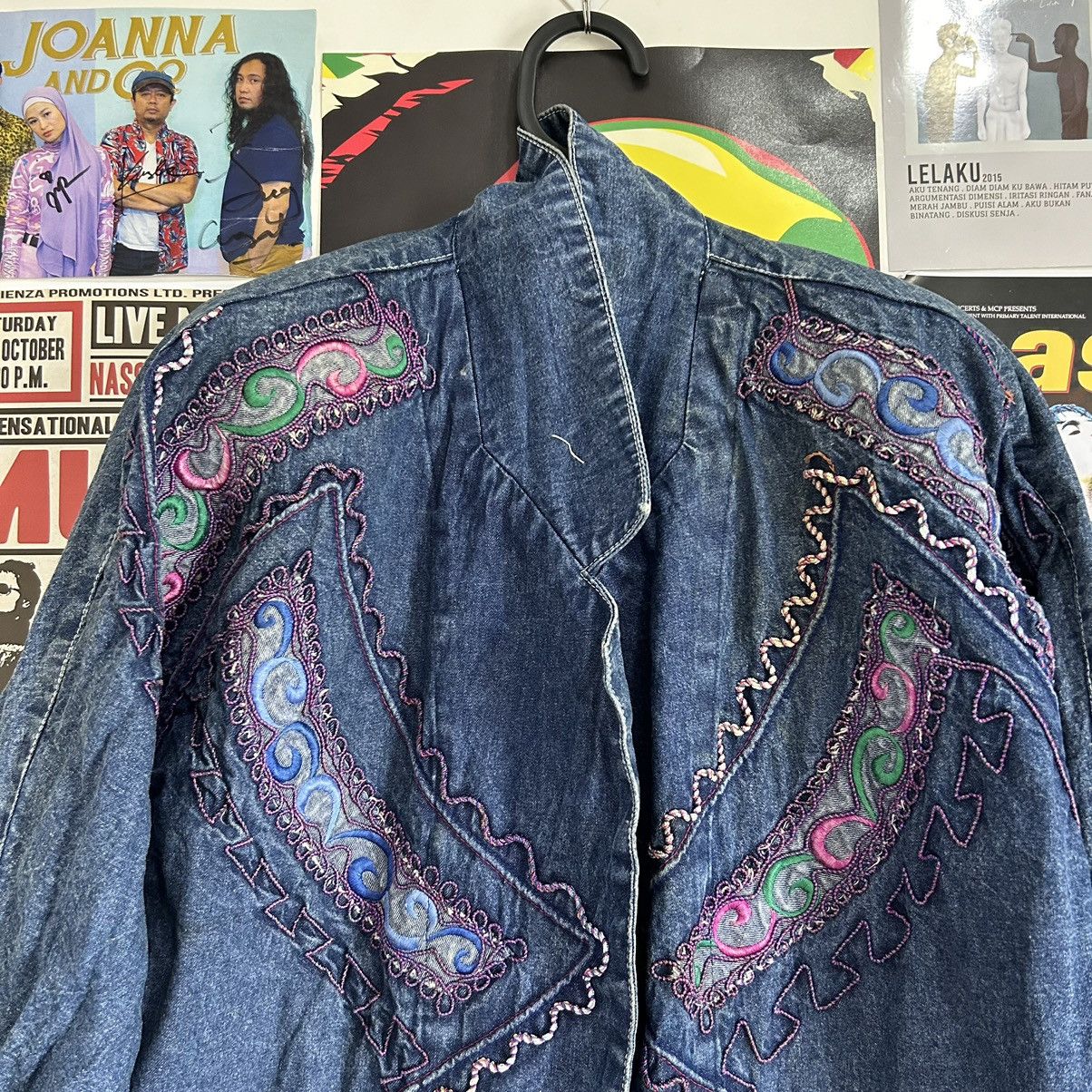 Vintage Vintage Cherry Seven 80s Oversize Embroidery Denim Jacket Size XL / US 12-14 / IT 48-50 - 2 Thumbnail