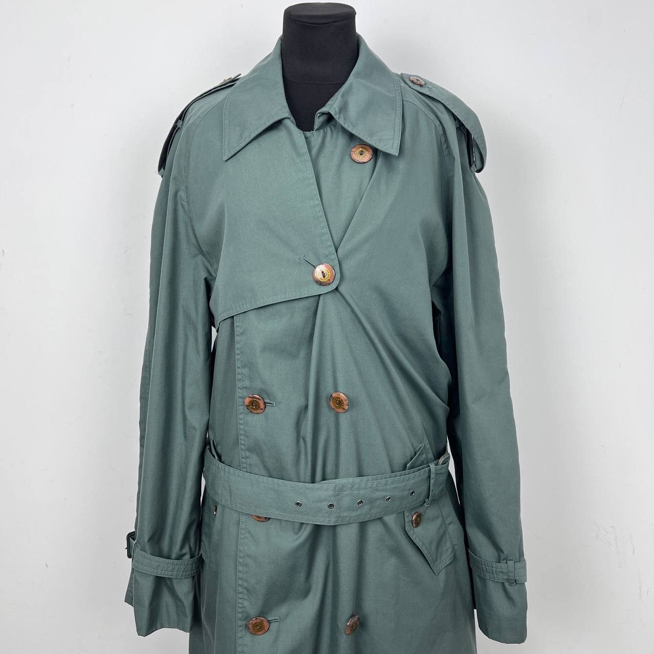 Yves Saint Laurent Vintage Yves Saint Laurent Green Doubl Breasted Trench Size US M / EU 48-50 / 2 - 4 Thumbnail