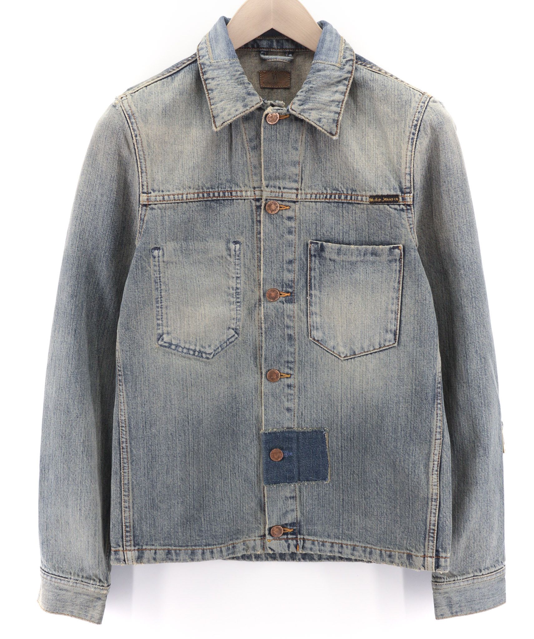 Nudie Jeans RONNY PATCHES XS Blue Denim Polo Jacket 80358 Size US XS / EU 42 / 0 - 1 Thumbnail