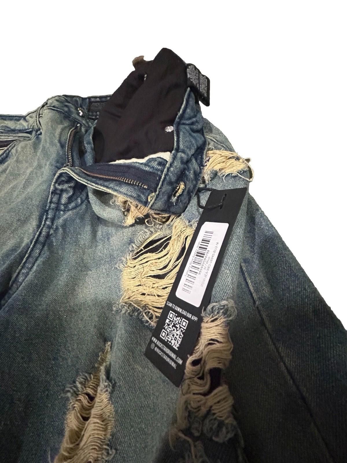 Designer Rockstar Original Tamyra Blue Baggy Jeans M Distressed NWT Size US 32 / EU 48 - 12 Thumbnail