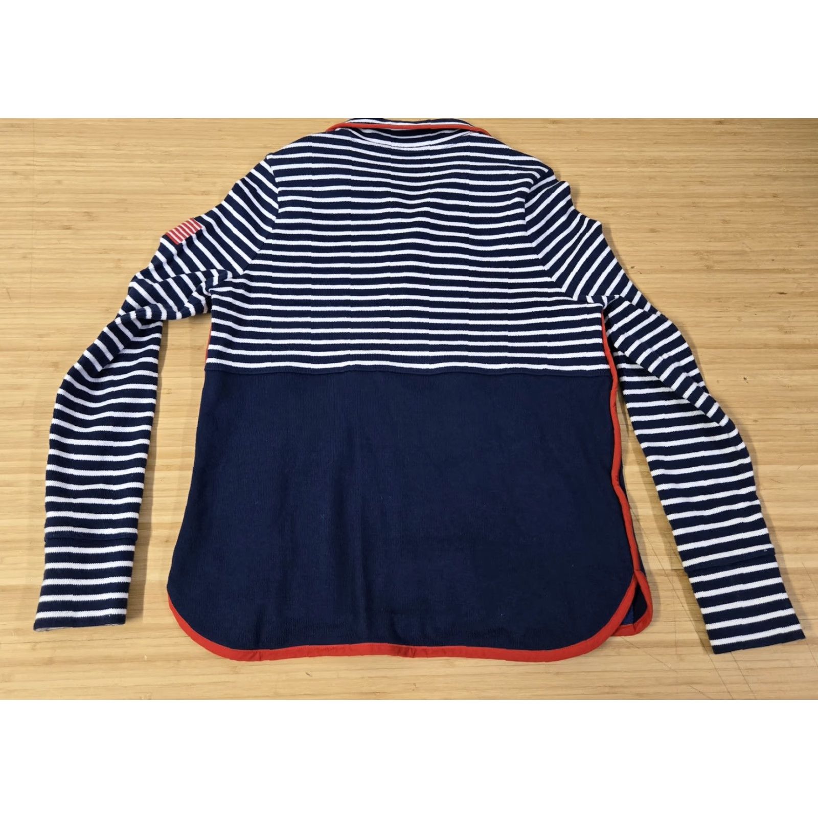Vineyard Vines Vineyard Vines Pullover Womens XS Blue White Striped USA Flag Patriotic Patch Embroidered Kangaroo Pockets Collared 4th July Shirt Size XS / US 0-2 / IT 36-38 - 5 Thumbnail