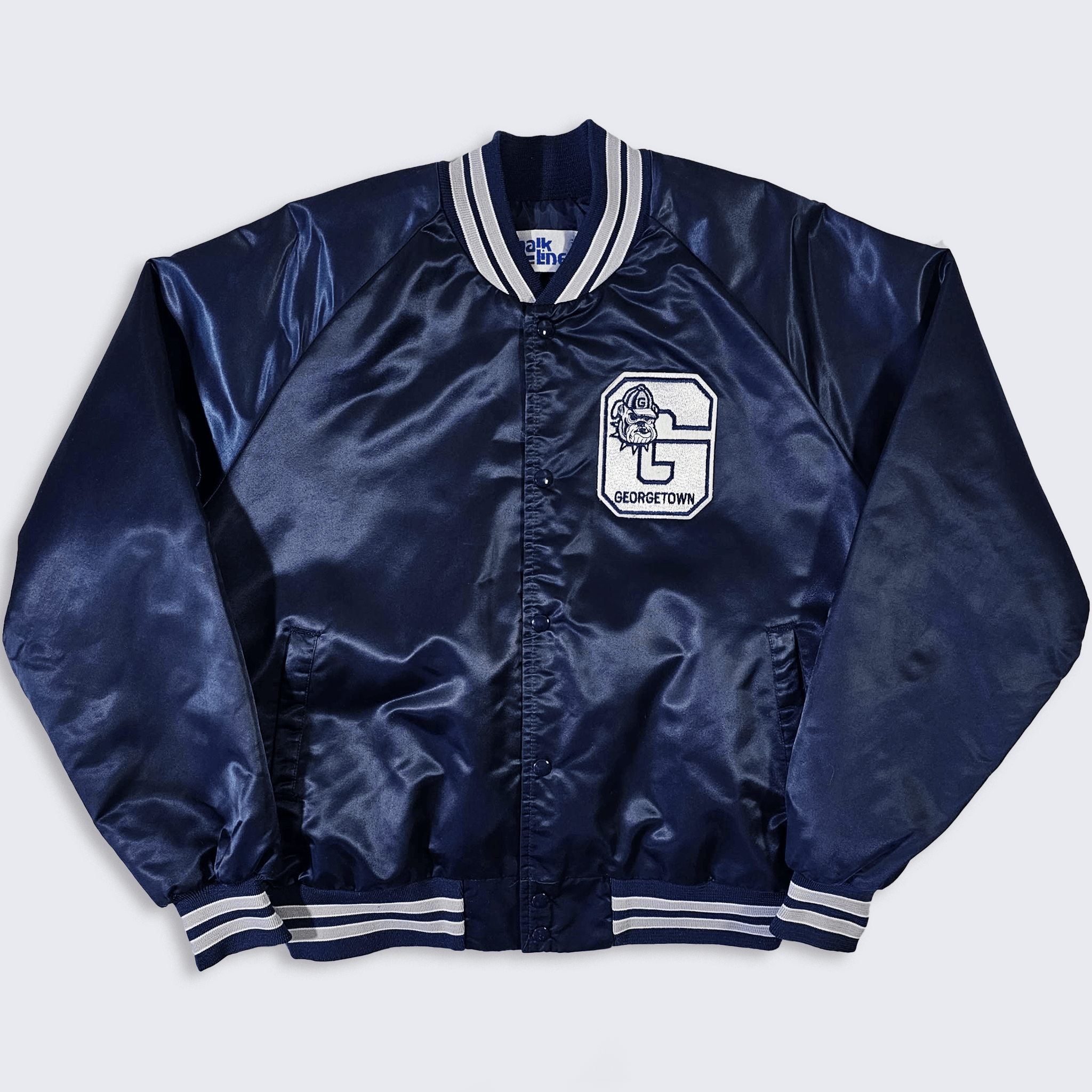 Chalk Line Georgetown Hoyas Vintage 90s Chalk Line Satin Bomber Jacket Size US XL / EU 56 / 4 - 2 Thumbnail